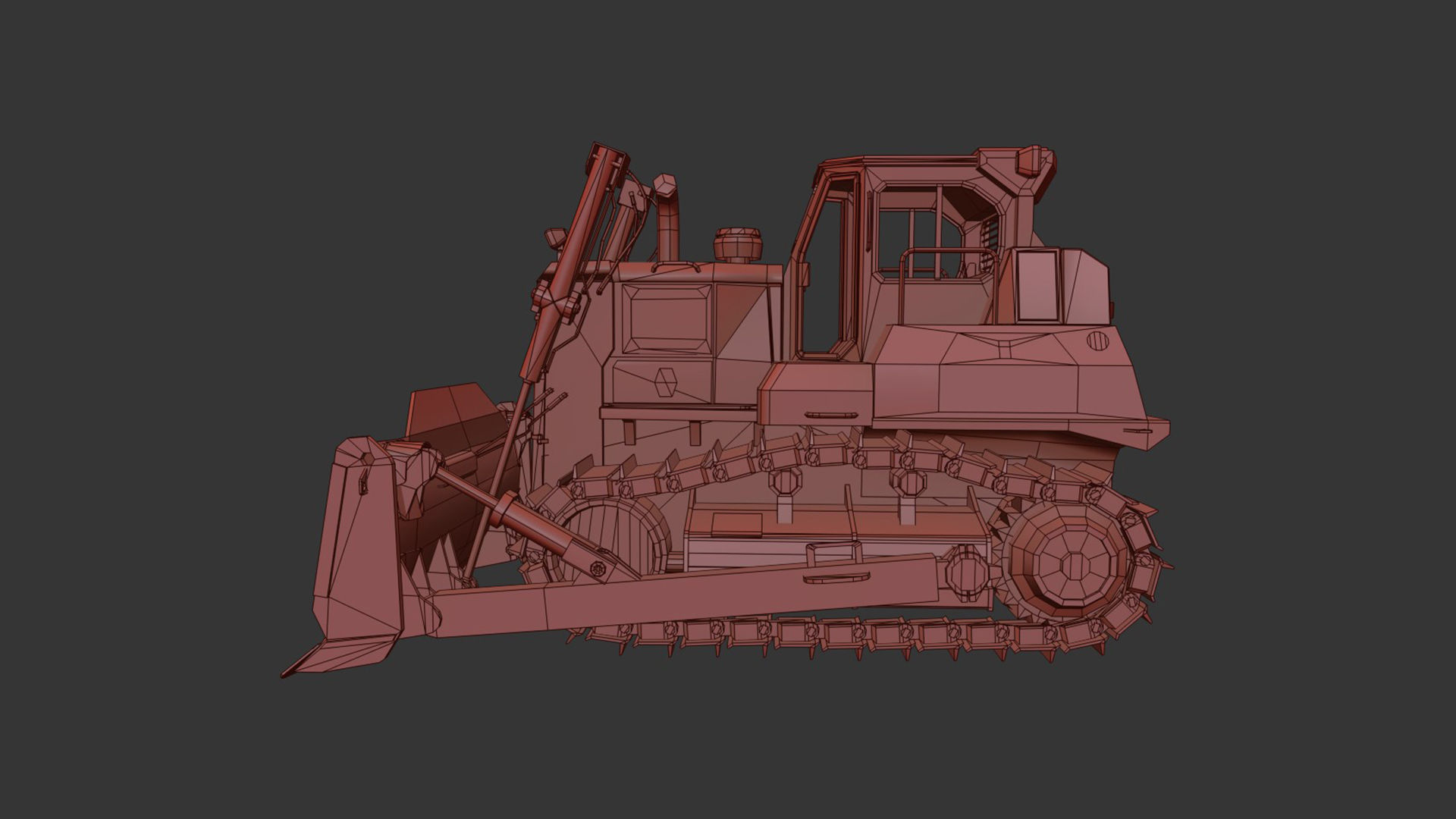Bulldozer Low-poly 3D model_7