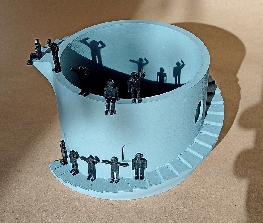 Planter with stairs and figures 3D print model_8