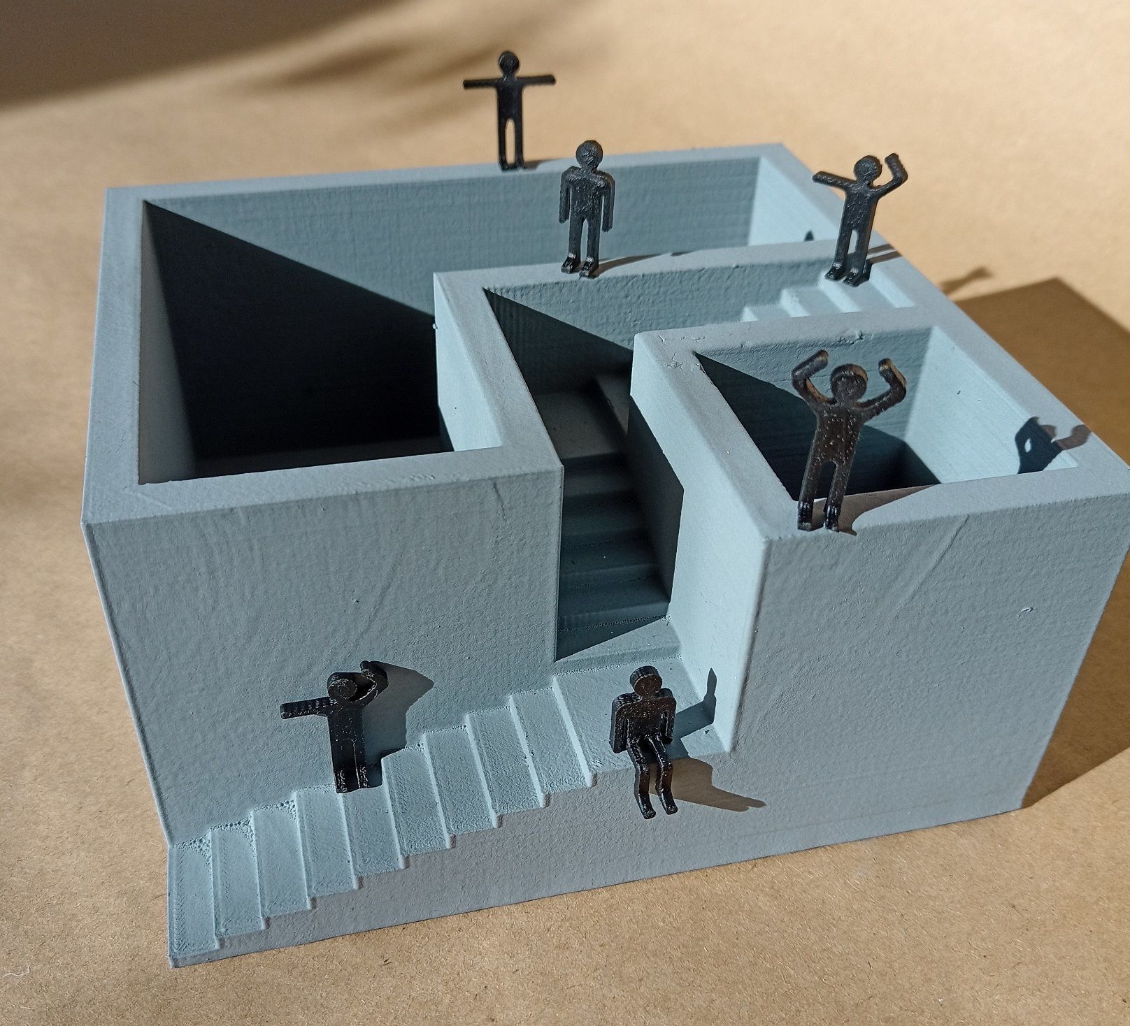 Planter with stairs and figures 3D print model_3