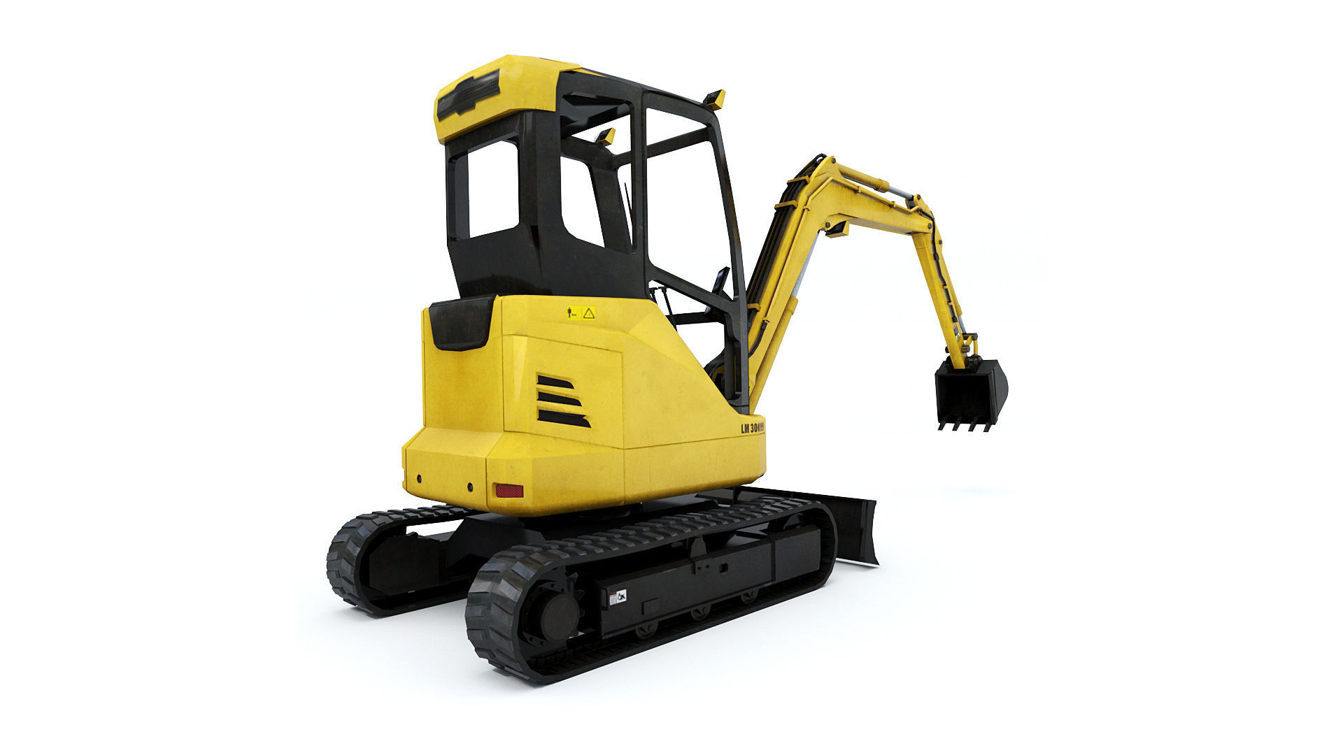 Mini Excavator Low-poly 3D model_4