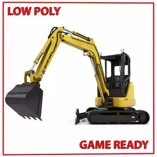 Mini Excavator Low-poly 3D model