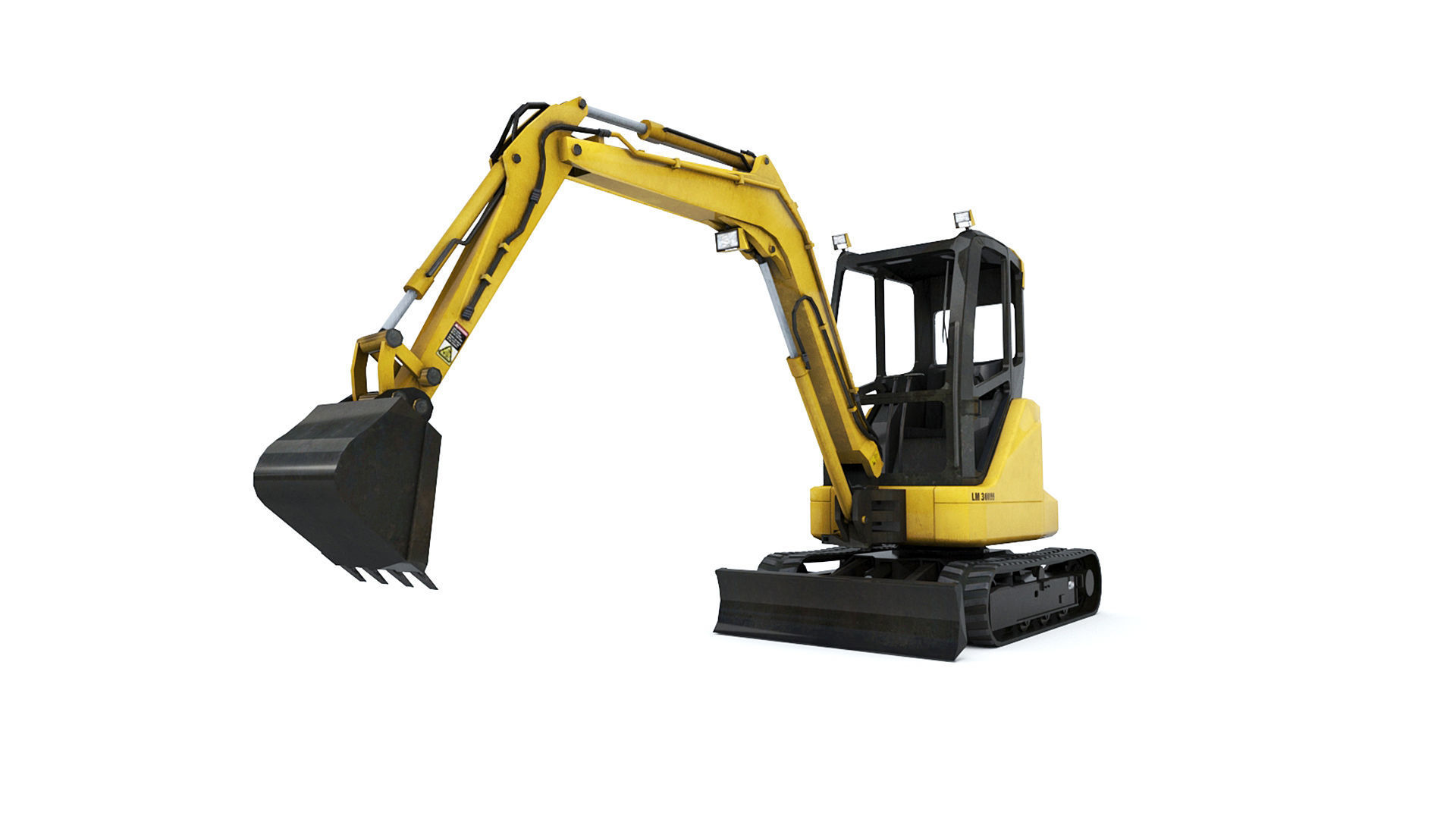 Mini Excavator Low-poly 3D model_5