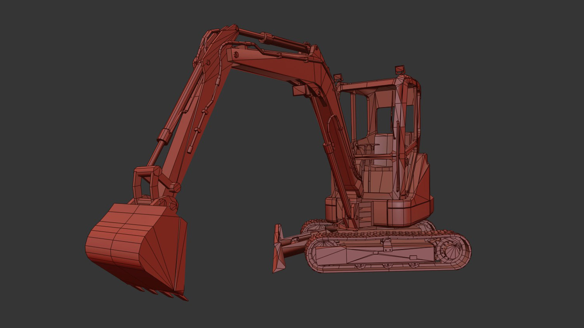Mini Excavator Low-poly 3D model_7