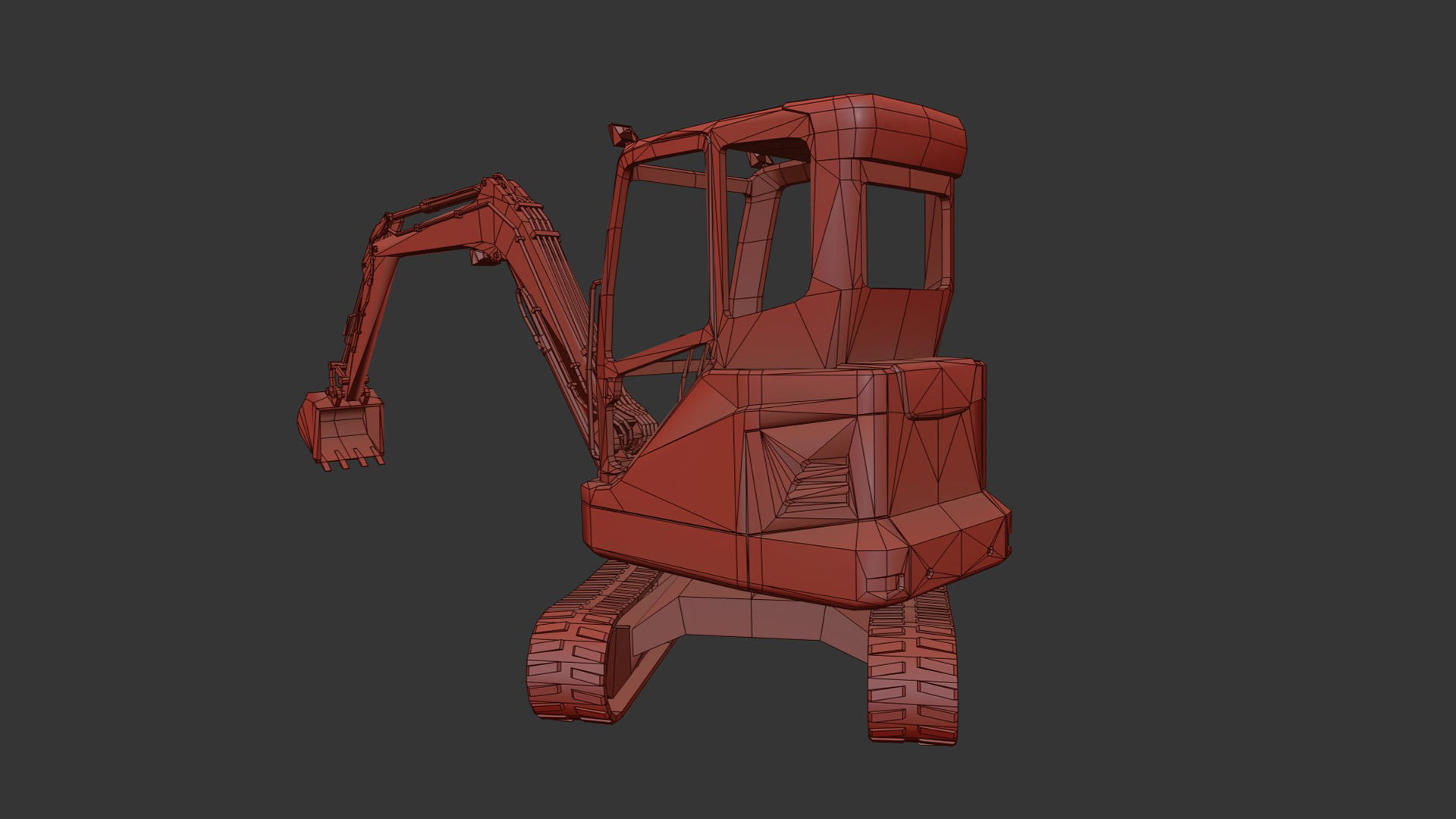 Mini Excavator Low-poly 3D model_6
