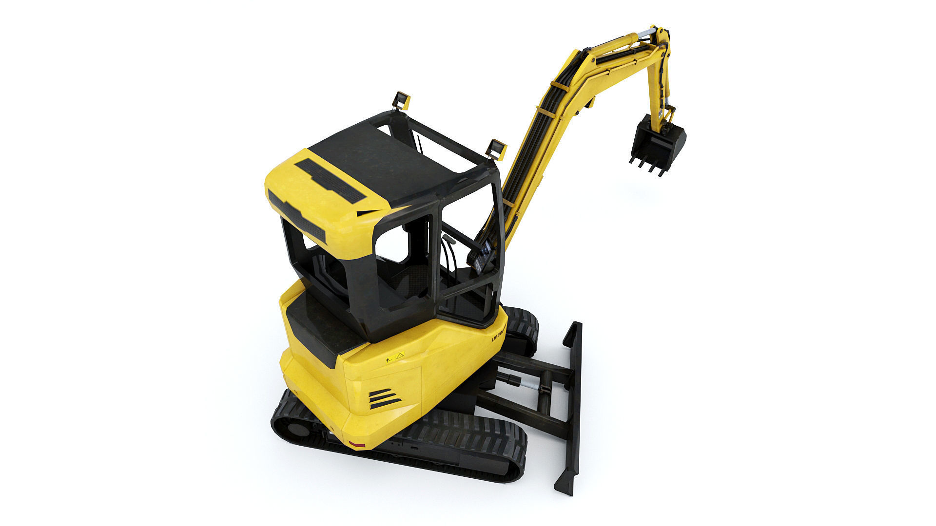 Mini Excavator Low-poly 3D model_3