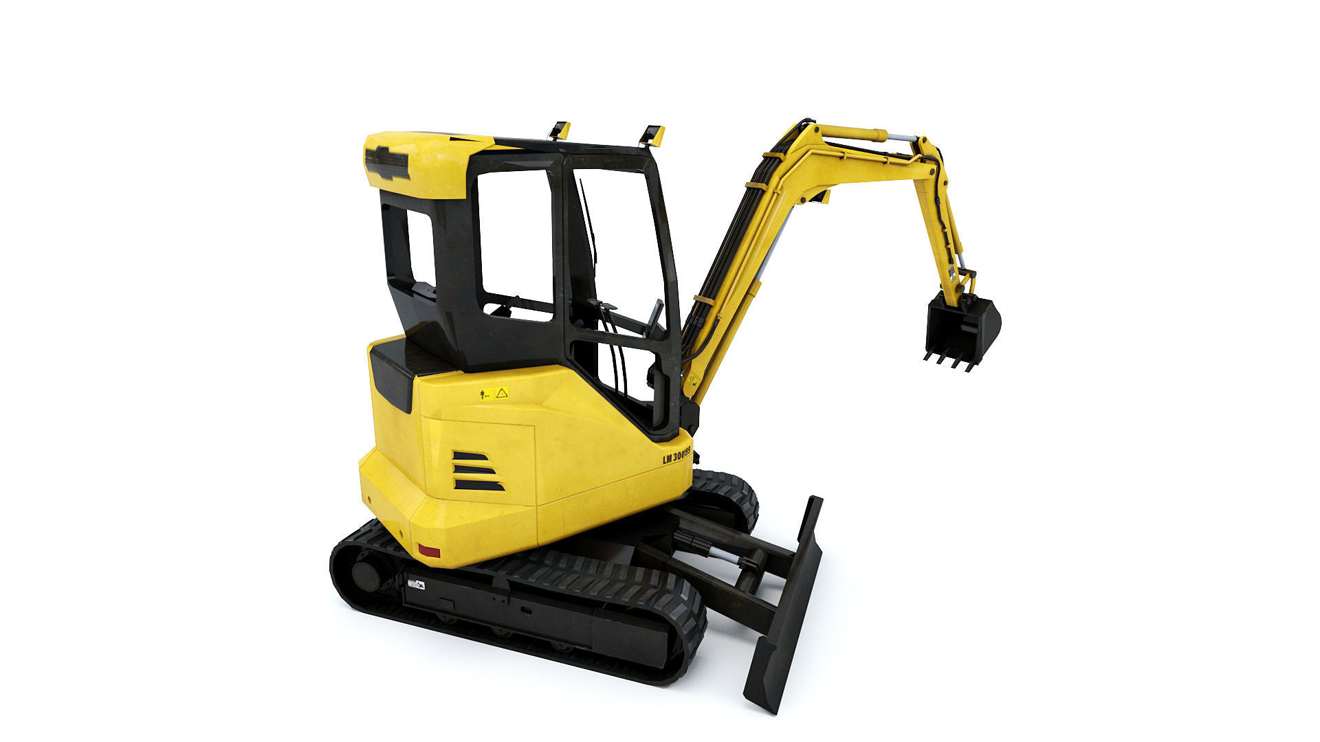 Mini Excavator Low-poly 3D model_1