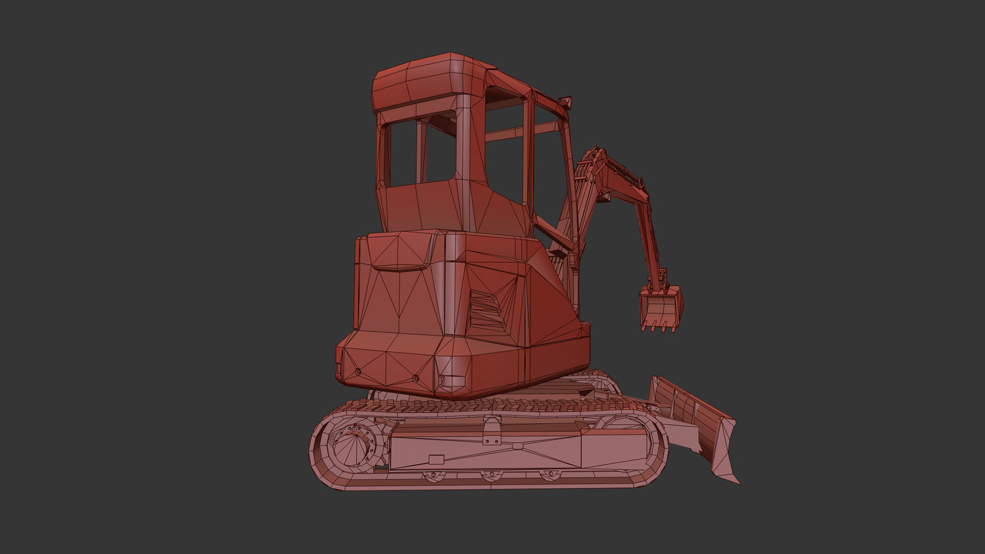 Mini Excavator Low-poly 3D model_8