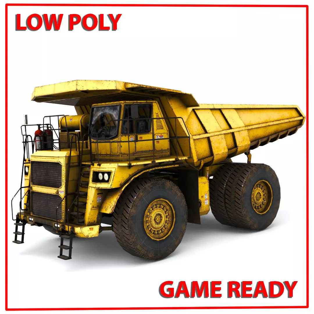 Mining Dump Truck Low-poly 3D model_0