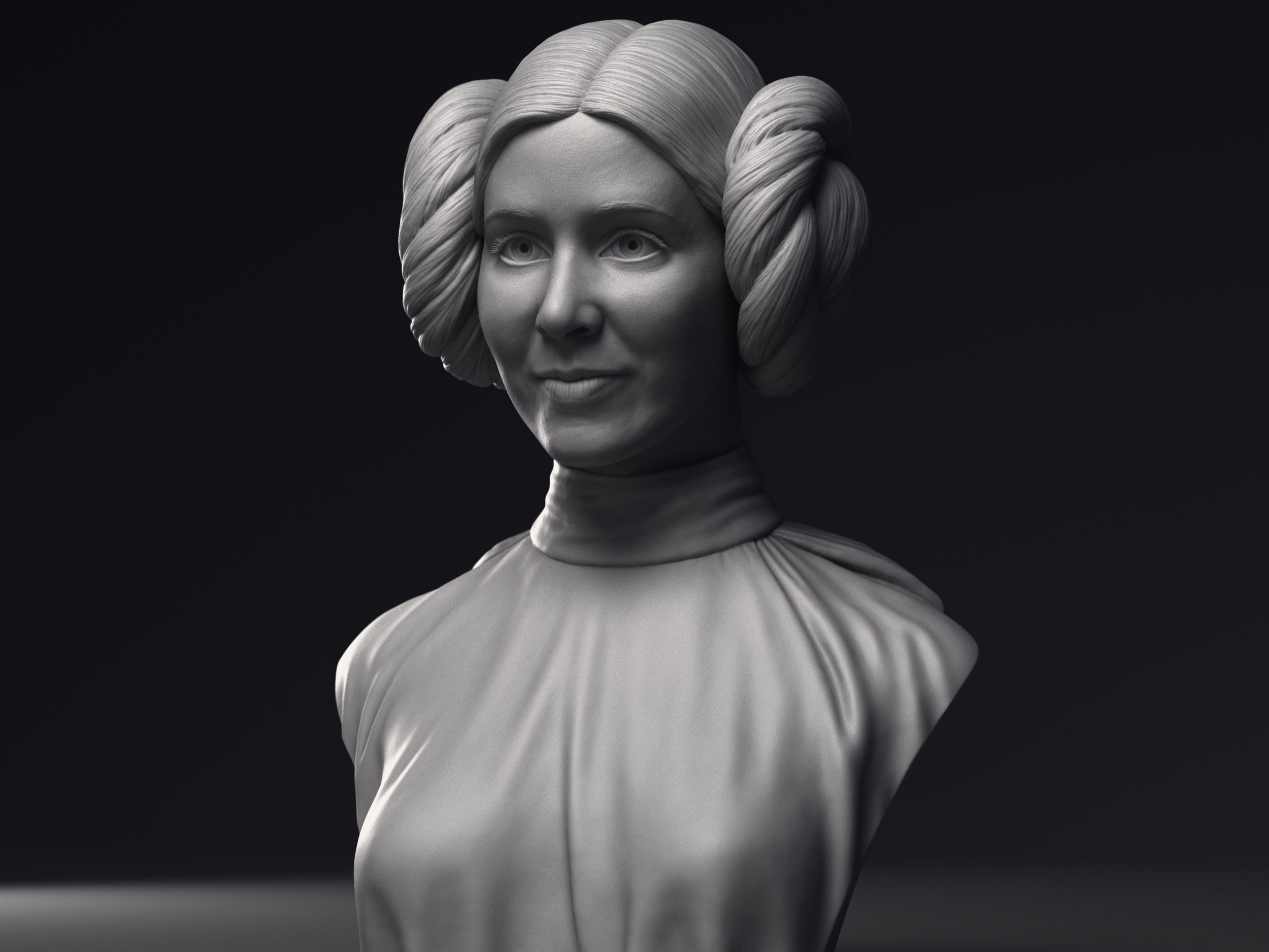 Carrie Fisher as Princess Leia Organa Bust Printable 3D Model 3D print model_4