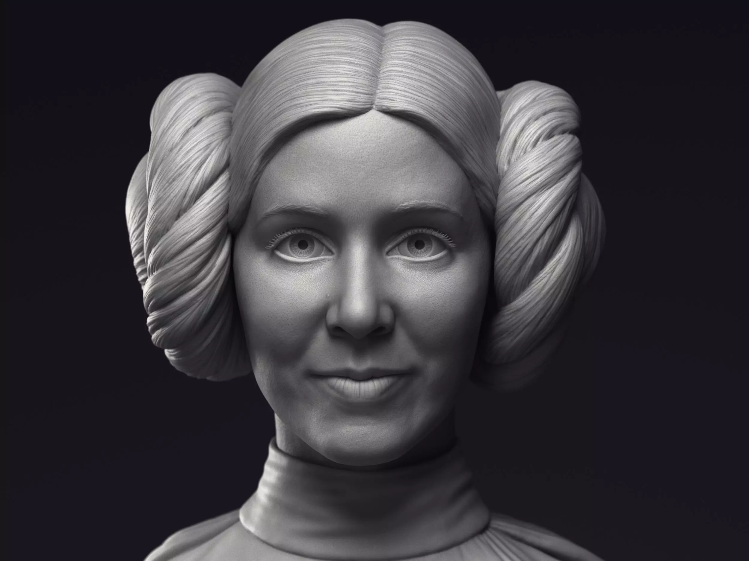 Carrie Fisher as Princess Leia Organa Bust Printable 3D Model 3D print model_0