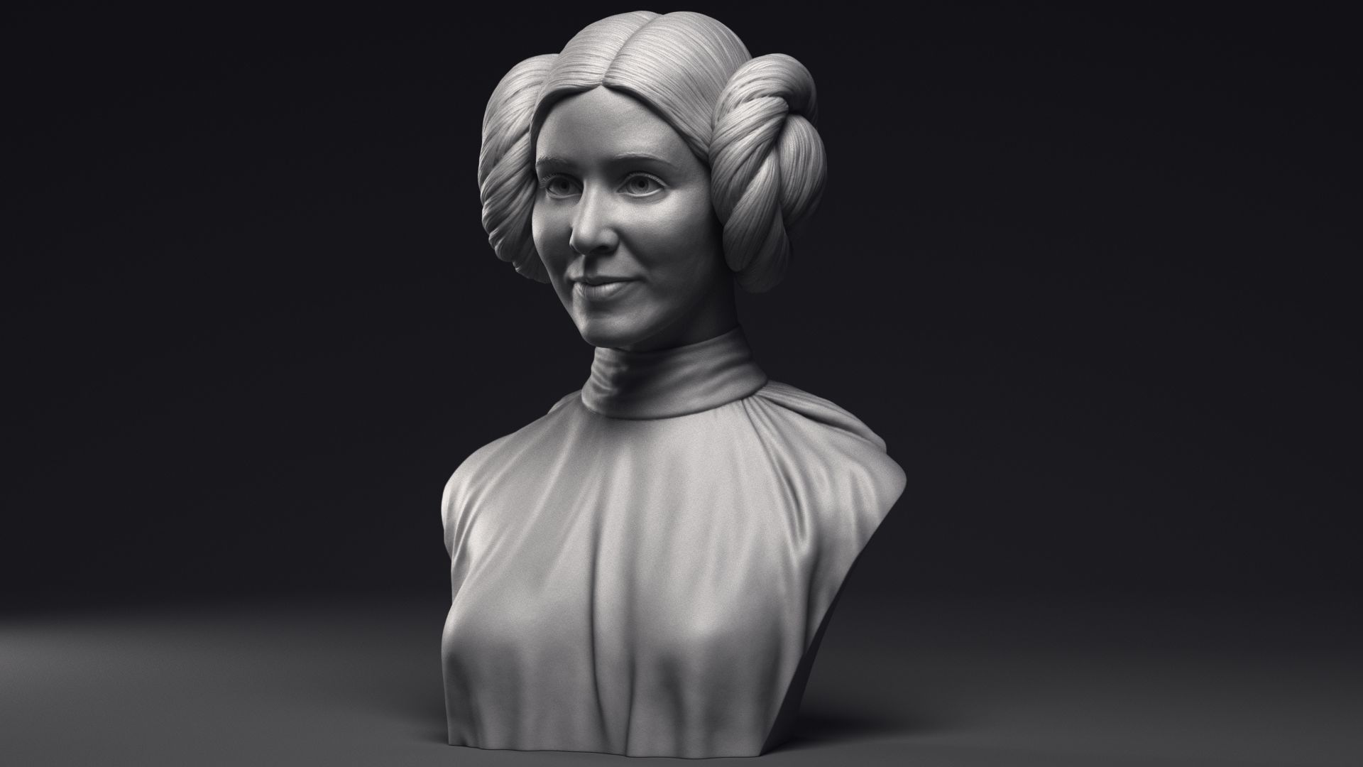 Carrie Fisher as Princess Leia Organa Bust Printable 3D Model 3D print model_12
