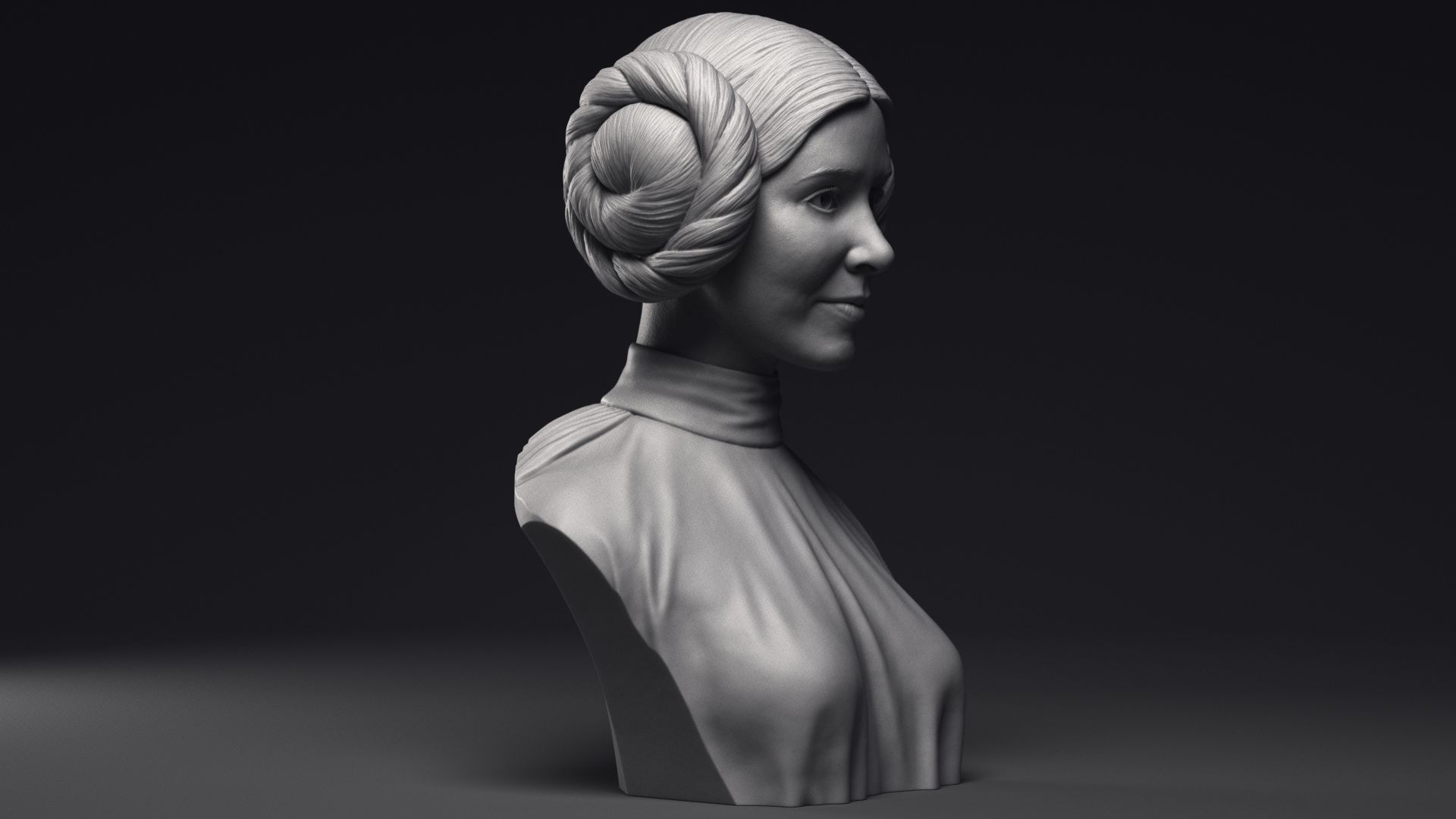 Carrie Fisher as Princess Leia Organa Bust Printable 3D Model 3D print model_23