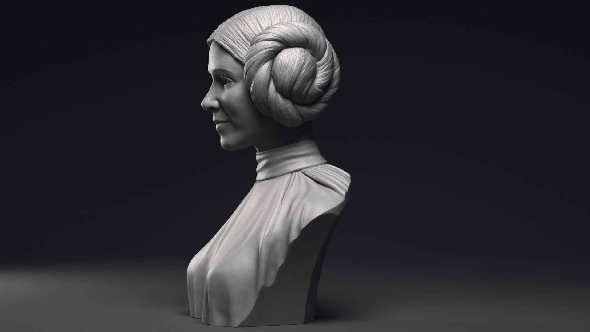 Carrie Fisher as Princess Leia Organa Bust Printable 3D Model 3D print model_14