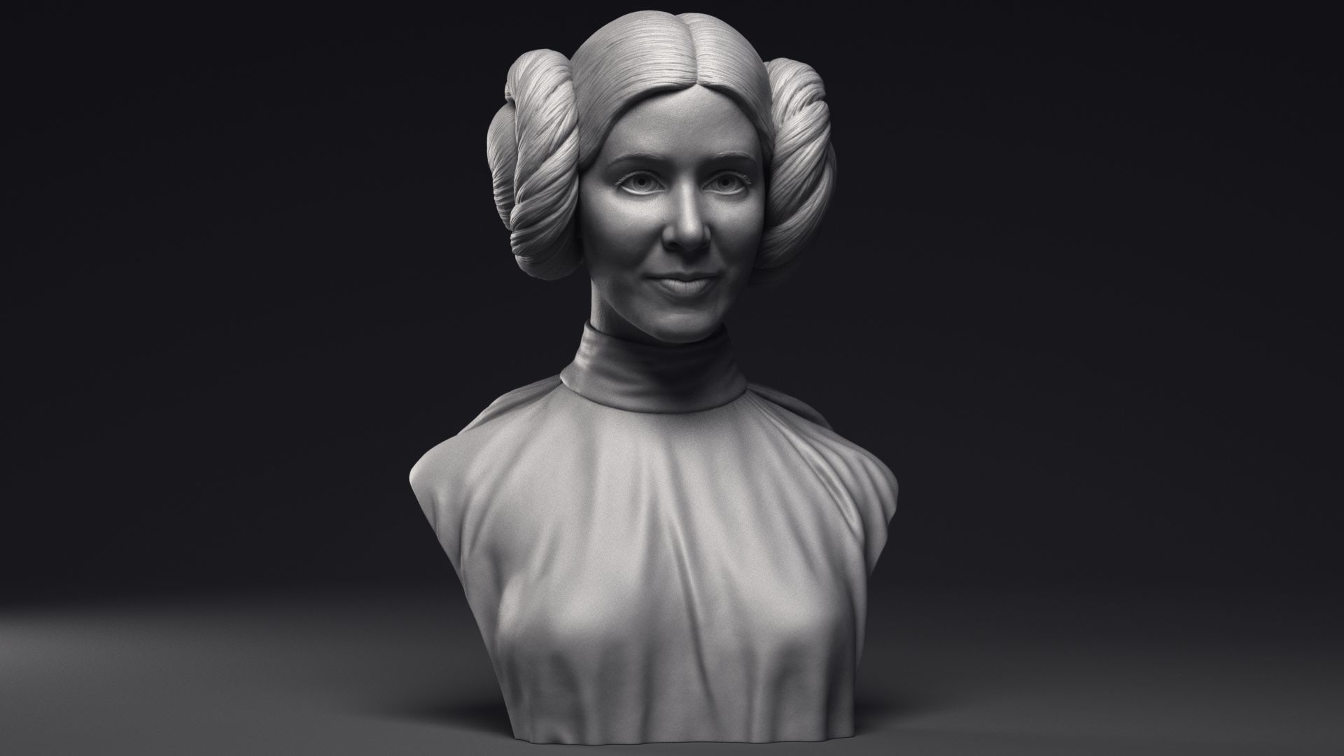 Carrie Fisher as Princess Leia Organa Bust Printable 3D Model 3D print model_25