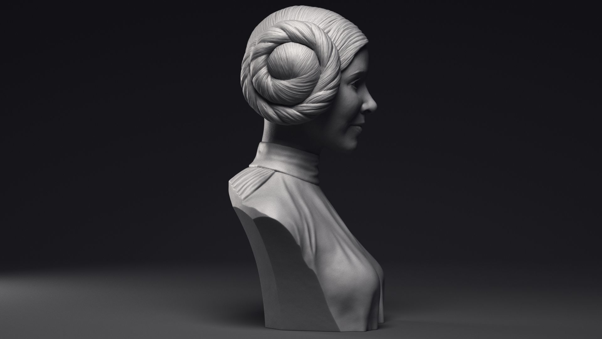 Carrie Fisher as Princess Leia Organa Bust Printable 3D Model 3D print model_22