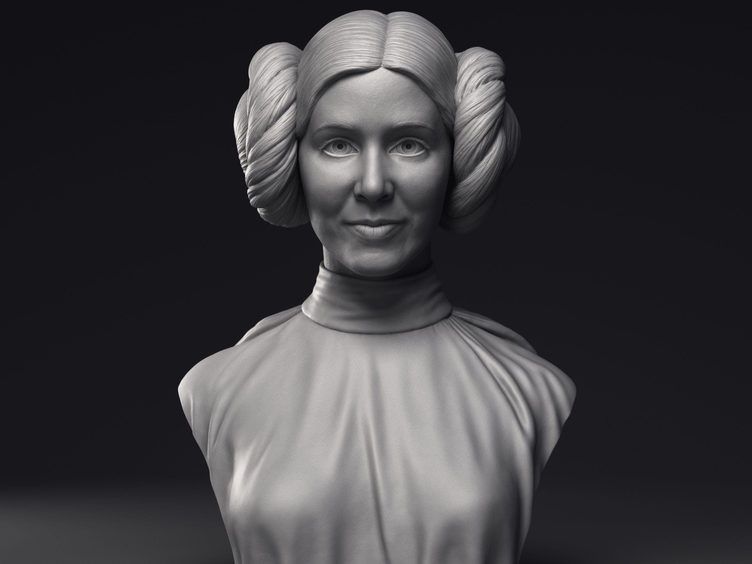 Carrie Fisher as Princess Leia Organa Bust Printable 3D Model 3D print model_5