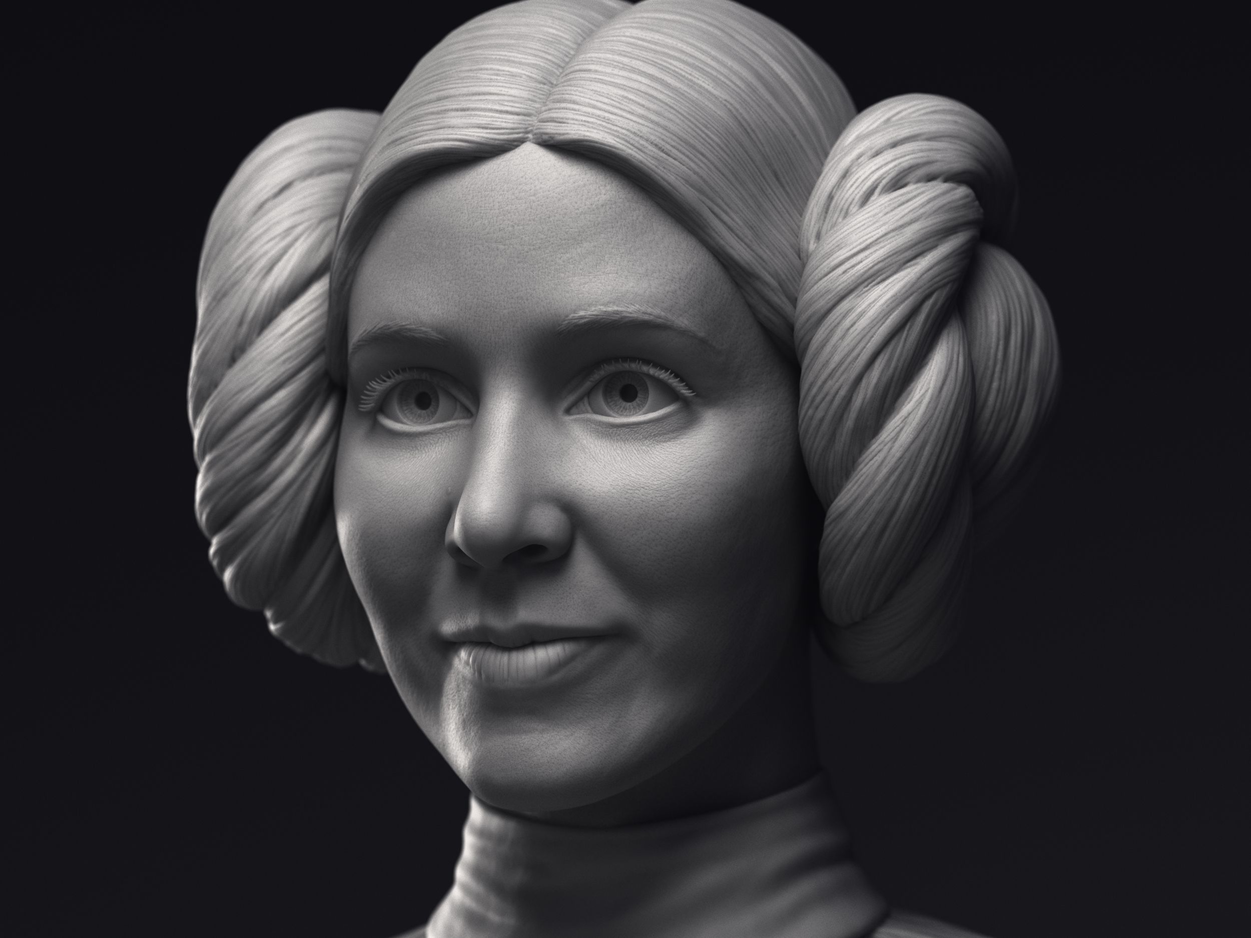 Carrie Fisher as Princess Leia Organa Bust Printable 3D Model 3D print model_2