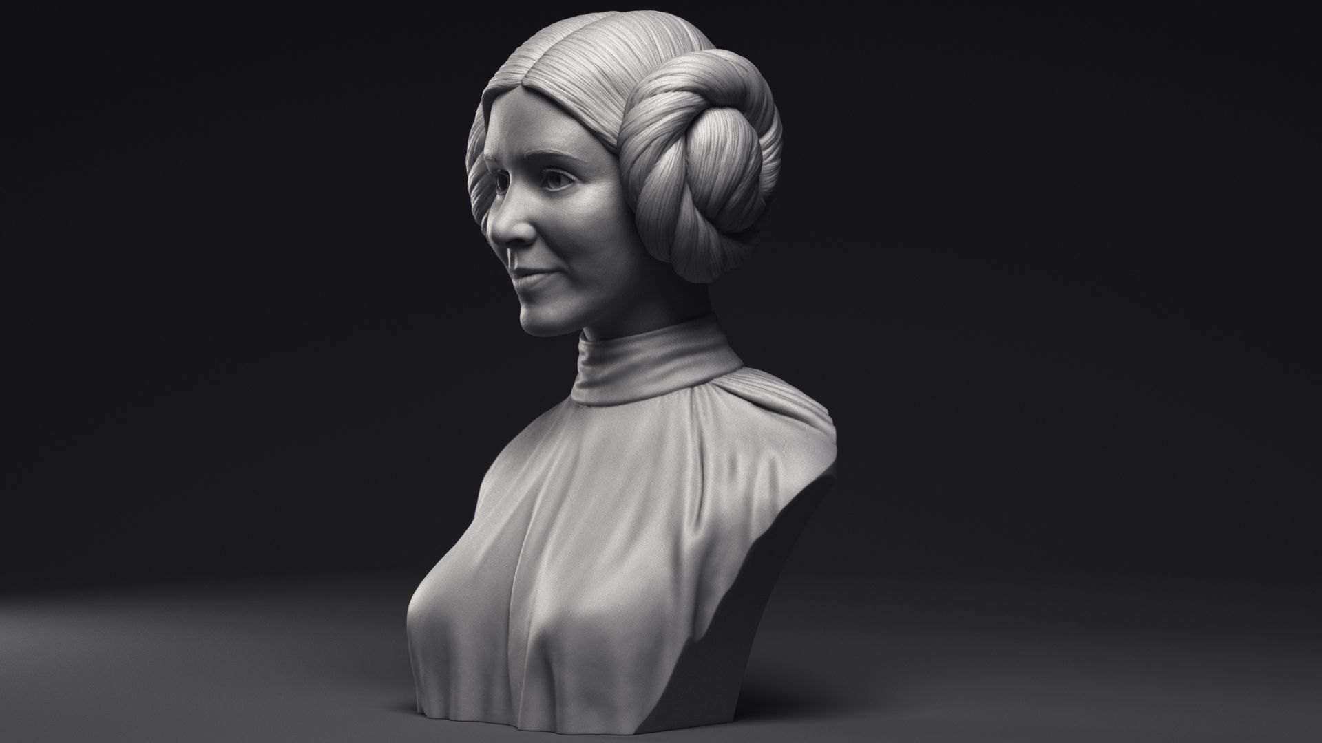 Carrie Fisher as Princess Leia Organa Bust Printable 3D Model 3D print model_13