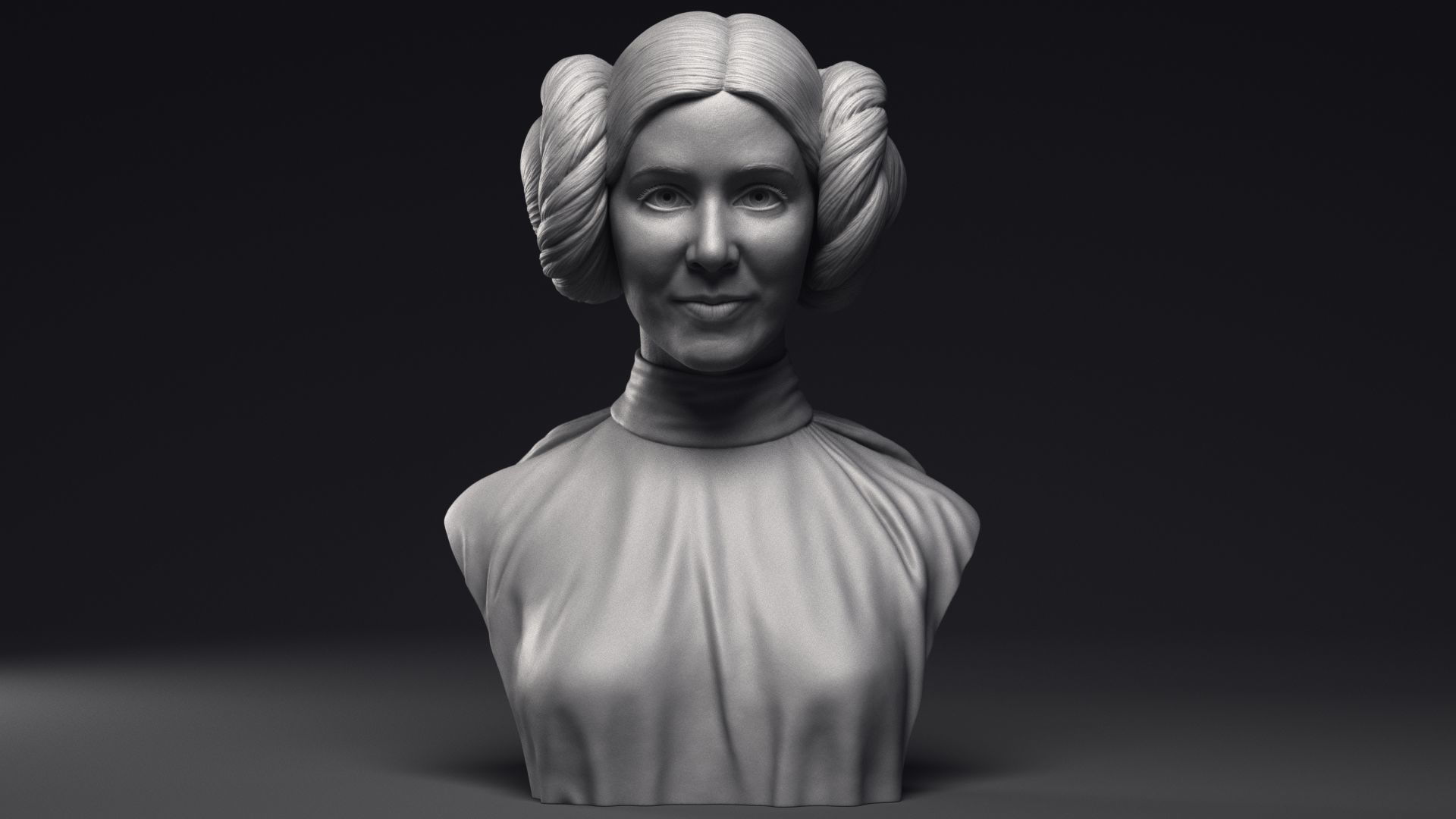 Carrie Fisher as Princess Leia Organa Bust Printable 3D Model 3D print model_11