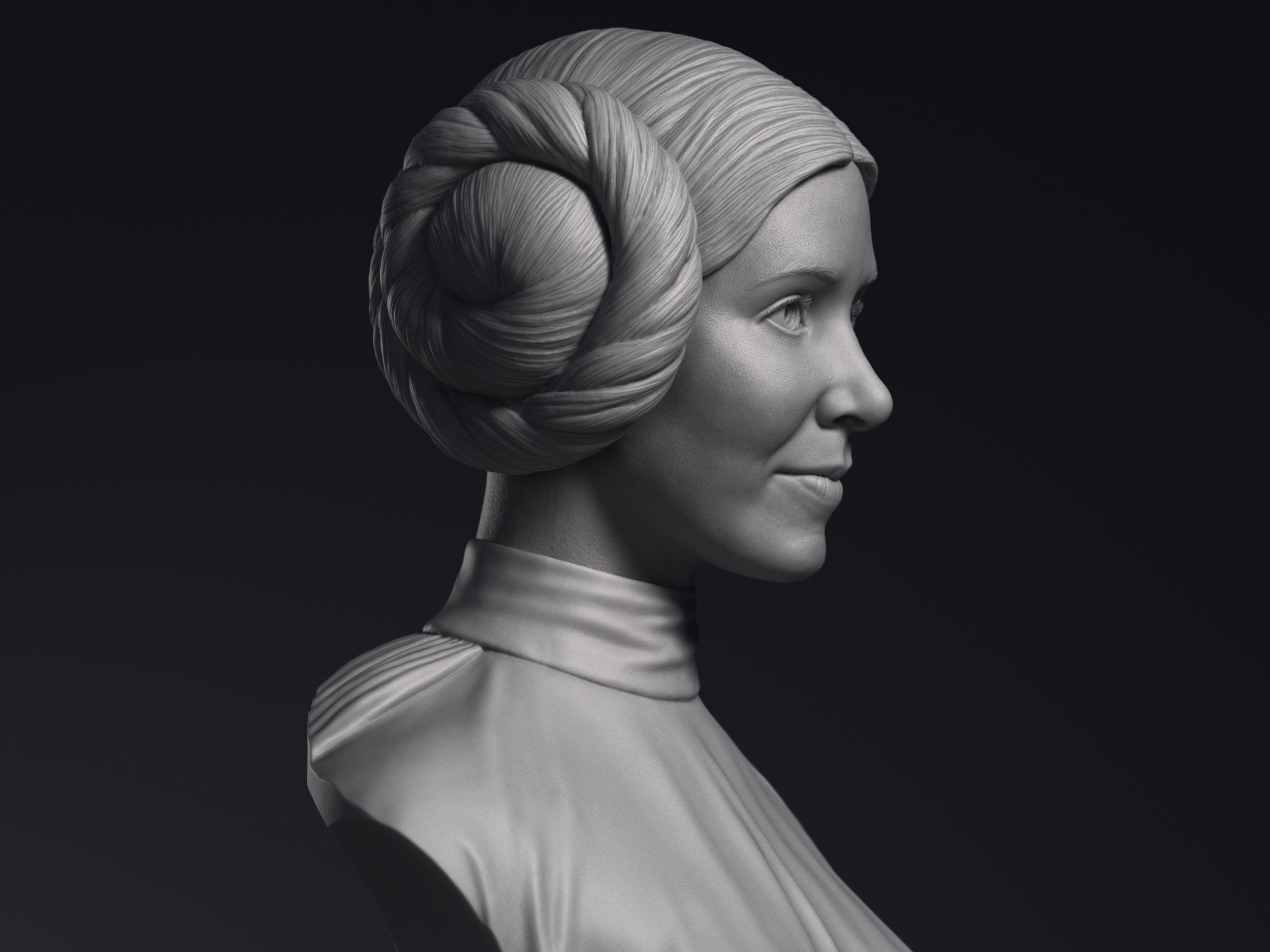 Carrie Fisher as Princess Leia Organa Bust Printable 3D Model 3D print model_8