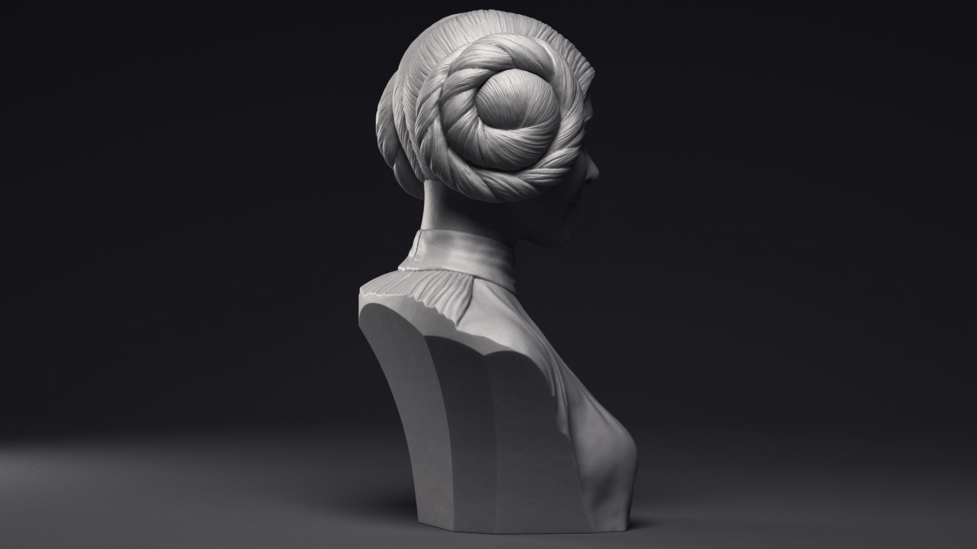 Carrie Fisher as Princess Leia Organa Bust Printable 3D Model 3D print model_21