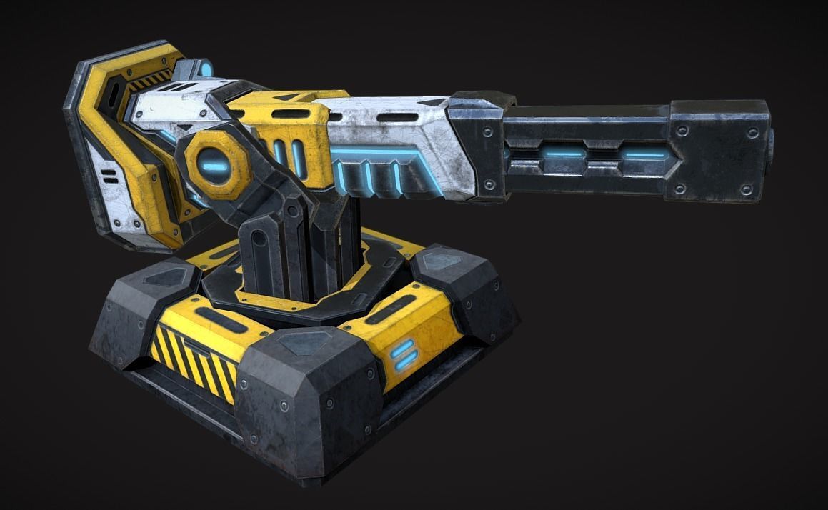 Turret pack Low-poly 3D model_4