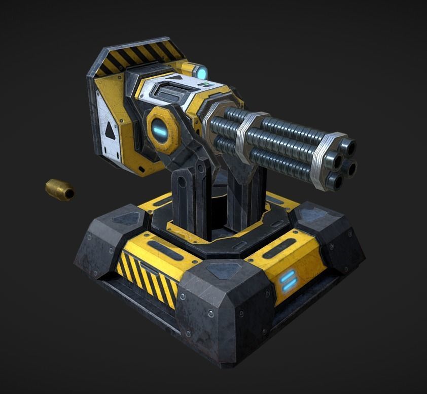 Turret pack Low-poly 3D model_7