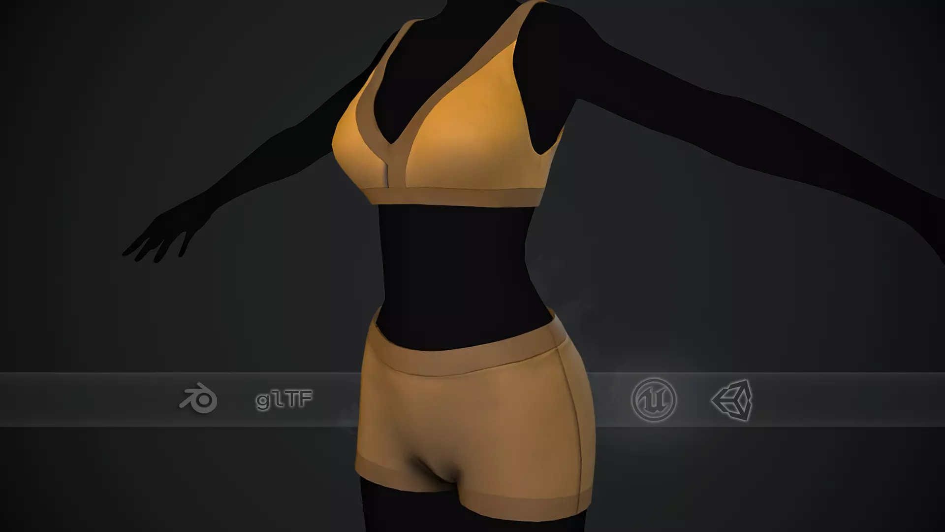 Brown Bra and Underwear Low-poly 3D model