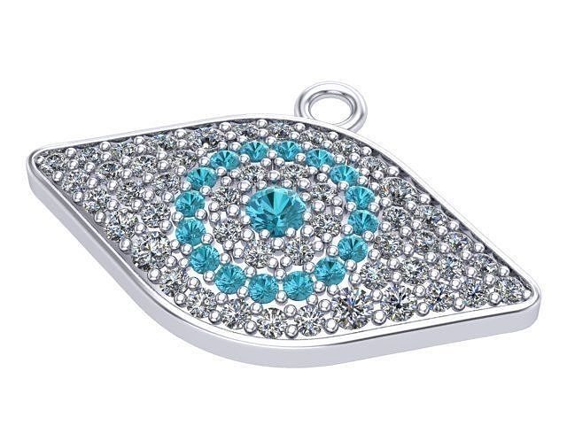Aquamarine and Diamonds Eye Pendant 3D print model