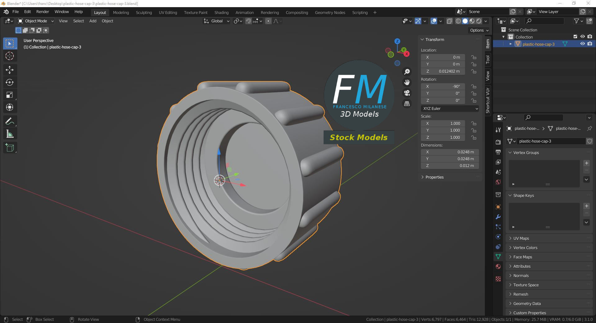 Plastic hose cap 3 3D model_9