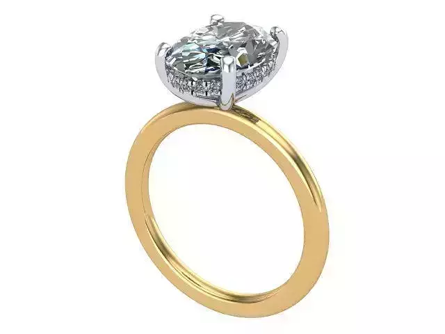 Gold and Silver Oval Diamond Engagement Ring