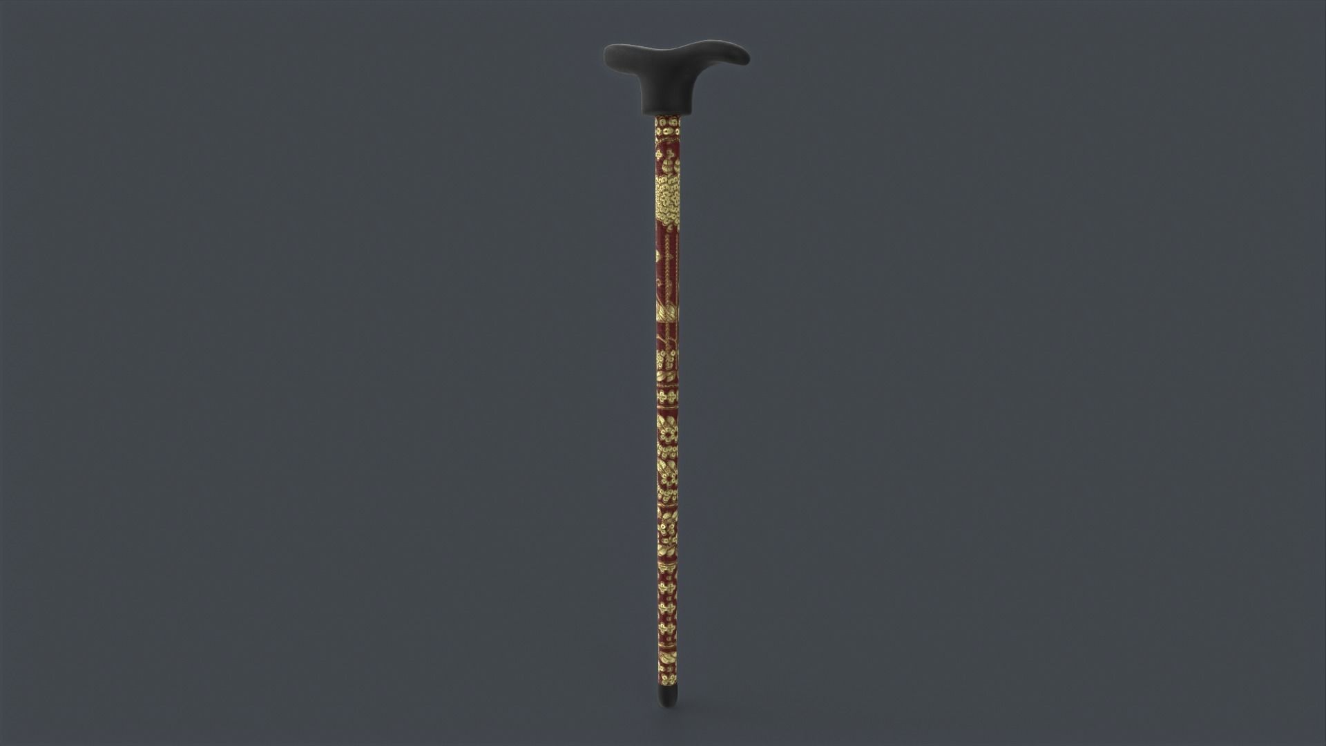 Wooden Walking Stick Low-poly 3D model_4