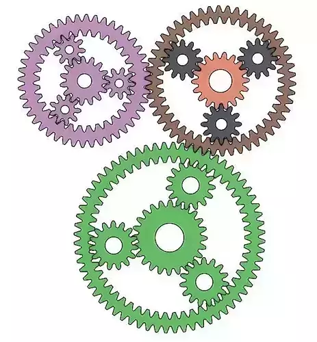 Epicyclic gear sets DXF STEP Vector files 3D print model