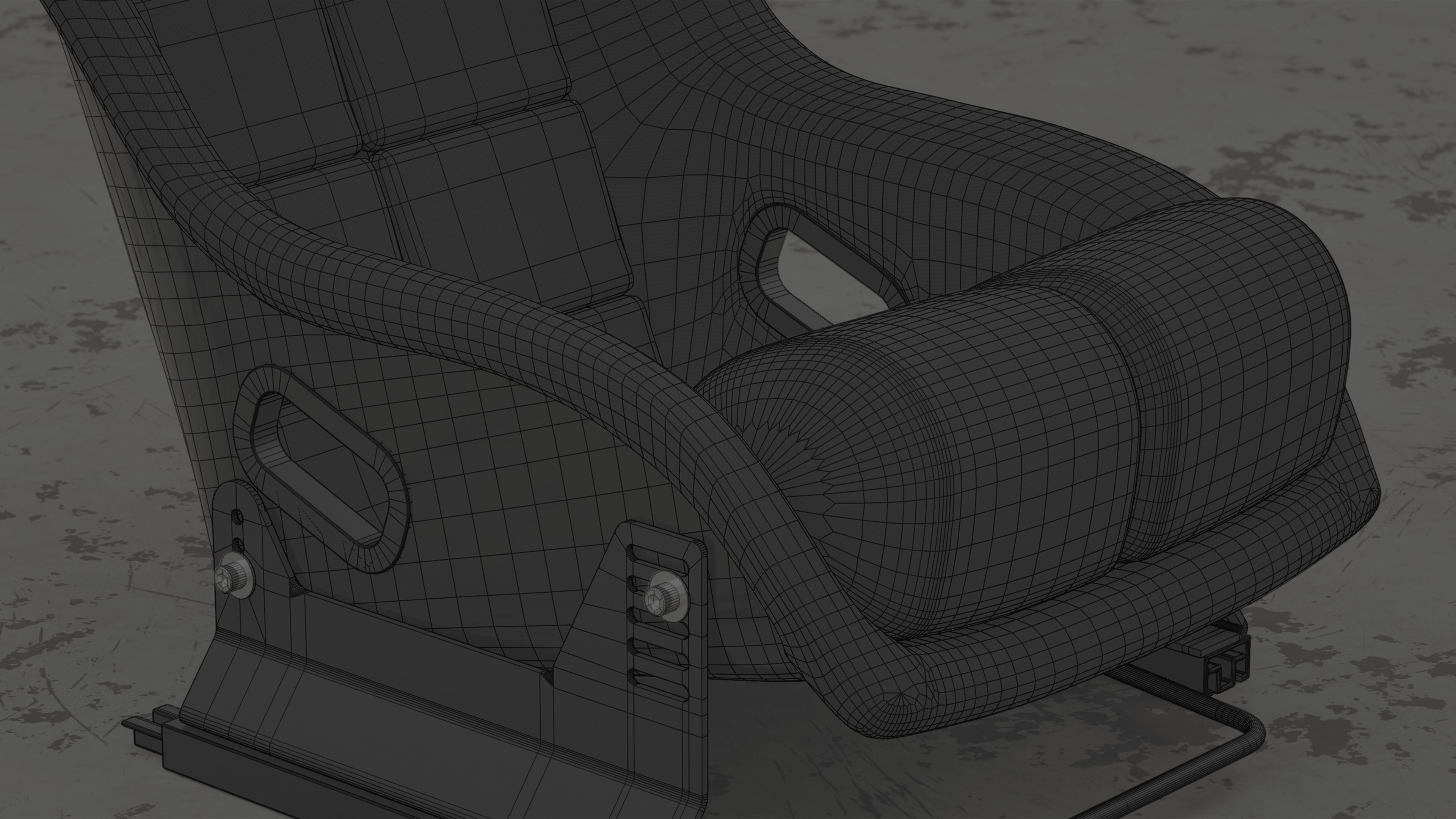 Racing Seat Bucket with Seat Brackets and Seat Sliders 3D model_7