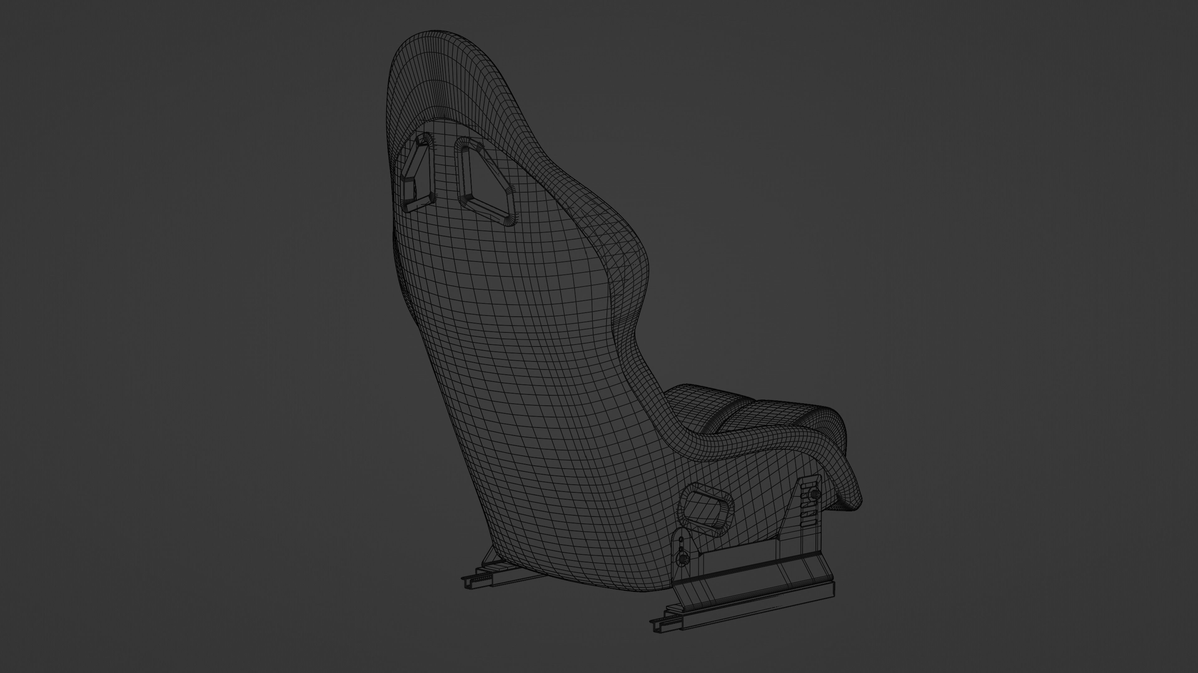 Racing Seat Bucket with Seat Brackets and Seat Sliders 3D model_5