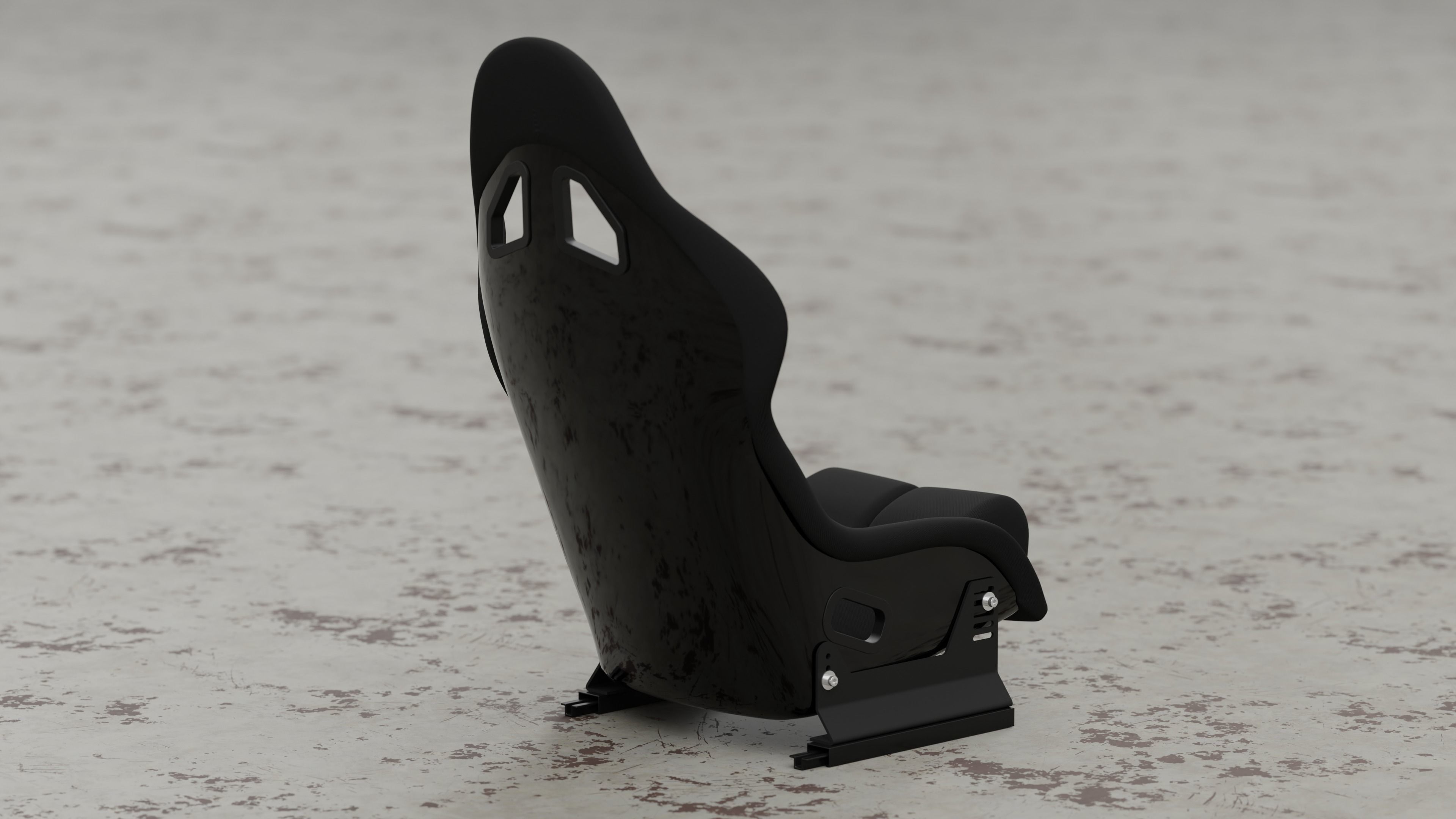 Racing Seat Bucket with Seat Brackets and Seat Sliders 3D model_3