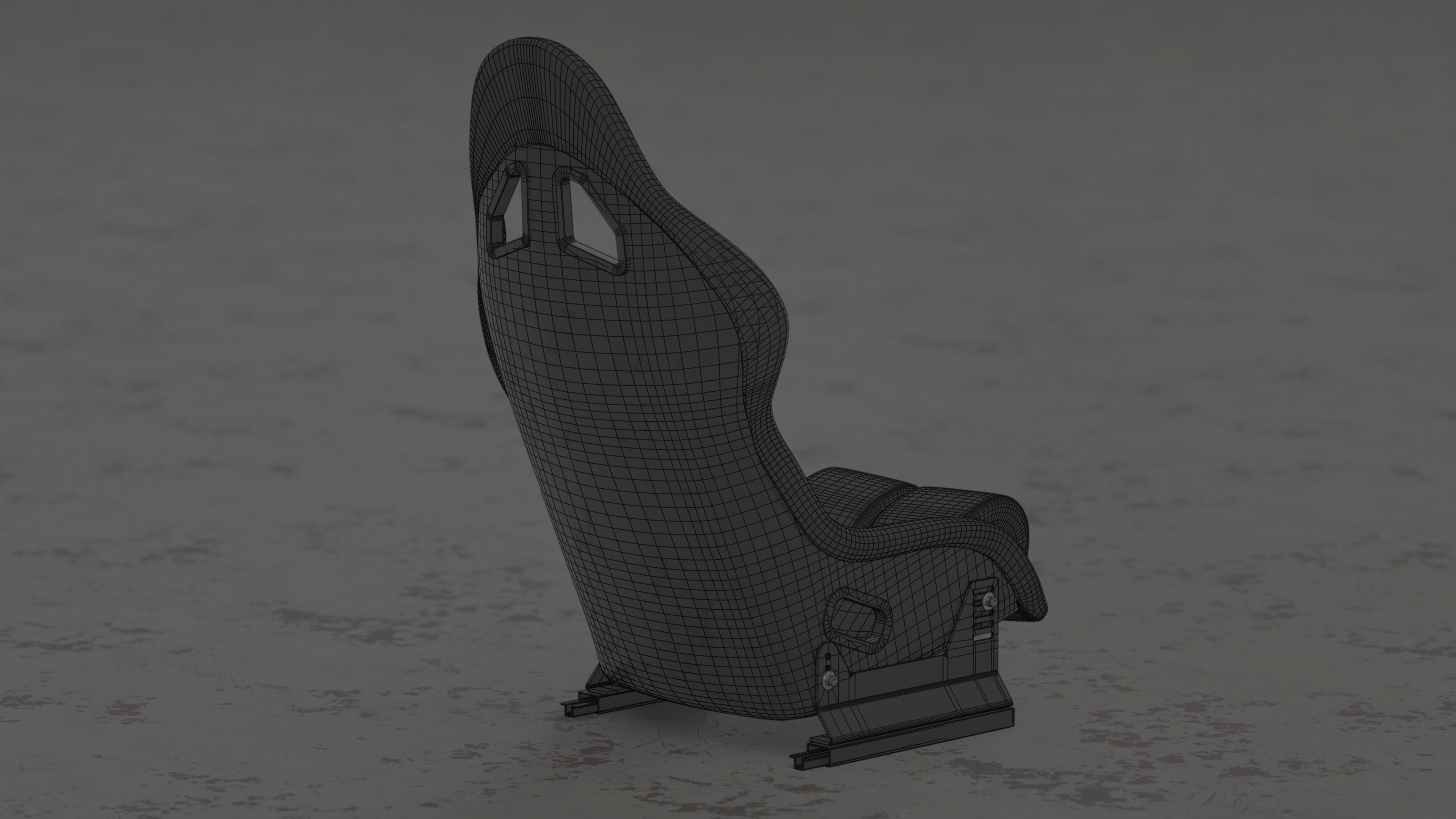Racing Seat Bucket with Seat Brackets and Seat Sliders 3D model_4