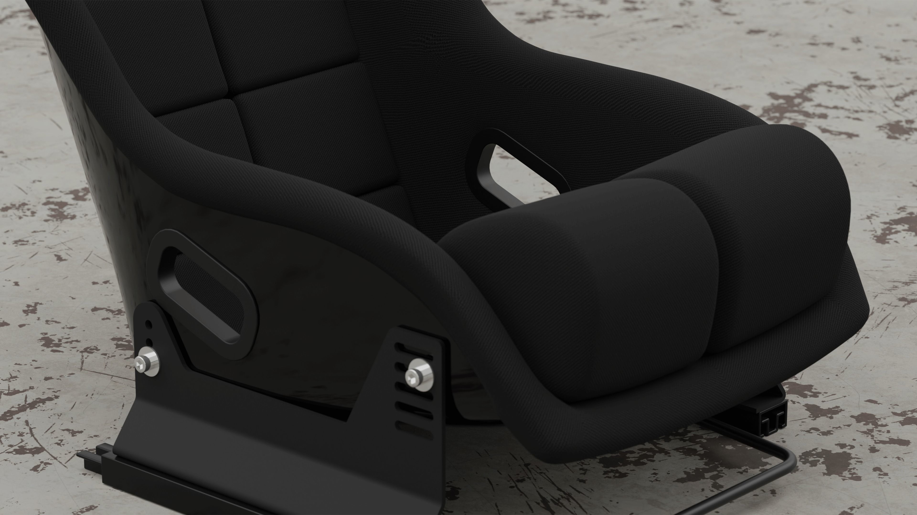 Racing Seat Bucket with Seat Brackets and Seat Sliders 3D model_6