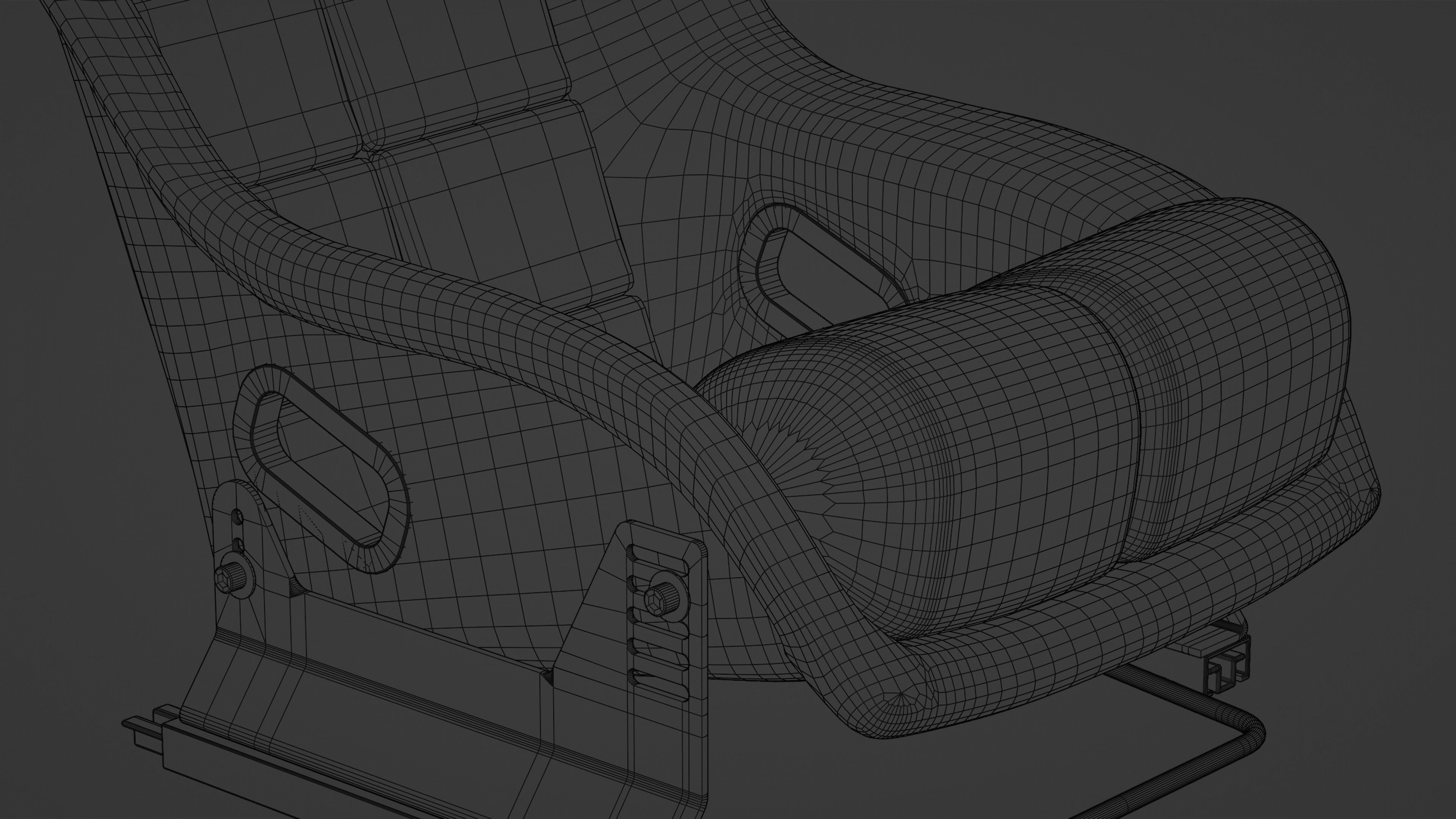 Racing Seat Bucket with Seat Brackets and Seat Sliders 3D model_8