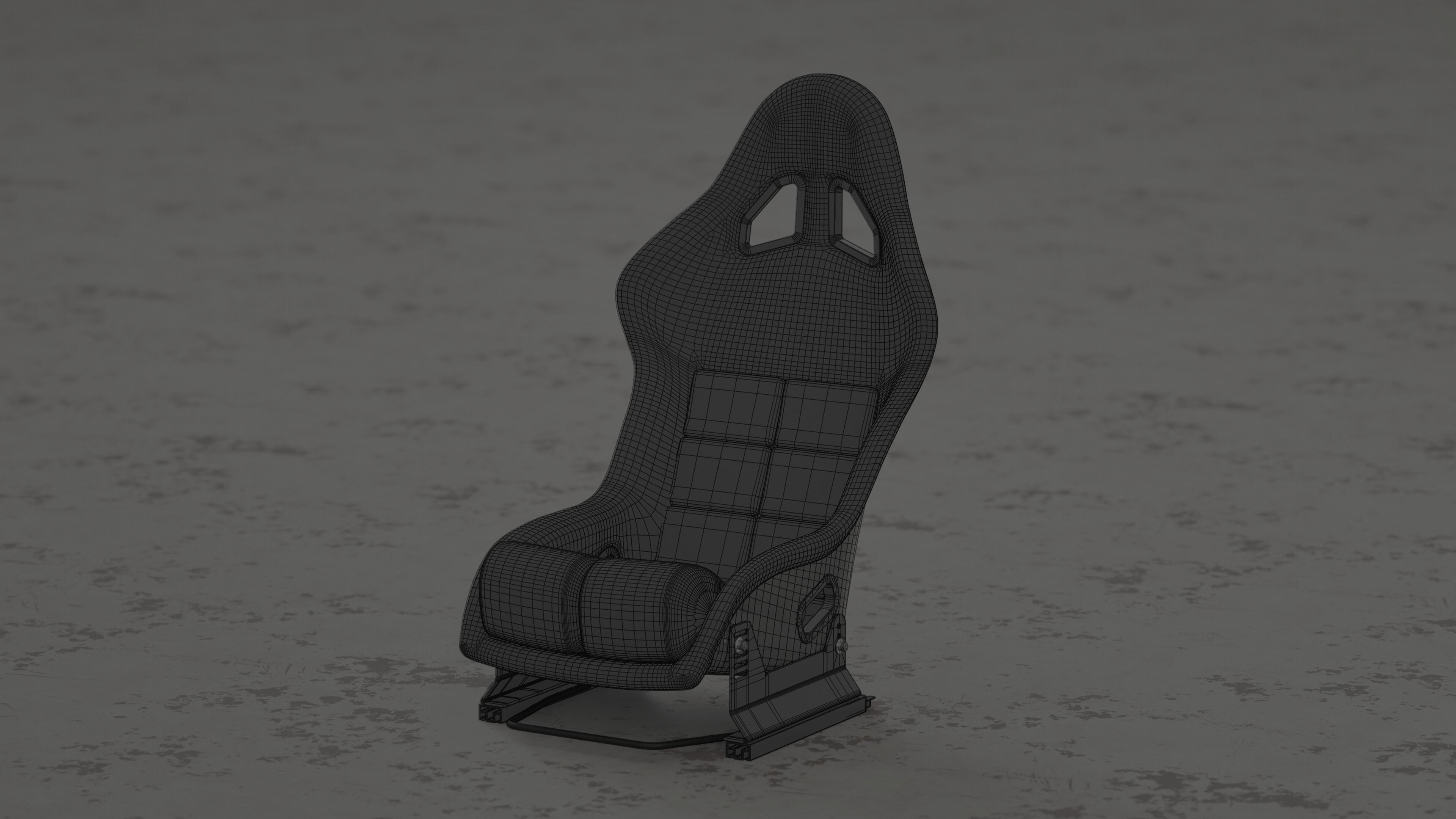Racing Seat Bucket with Seat Brackets and Seat Sliders 3D model_1
