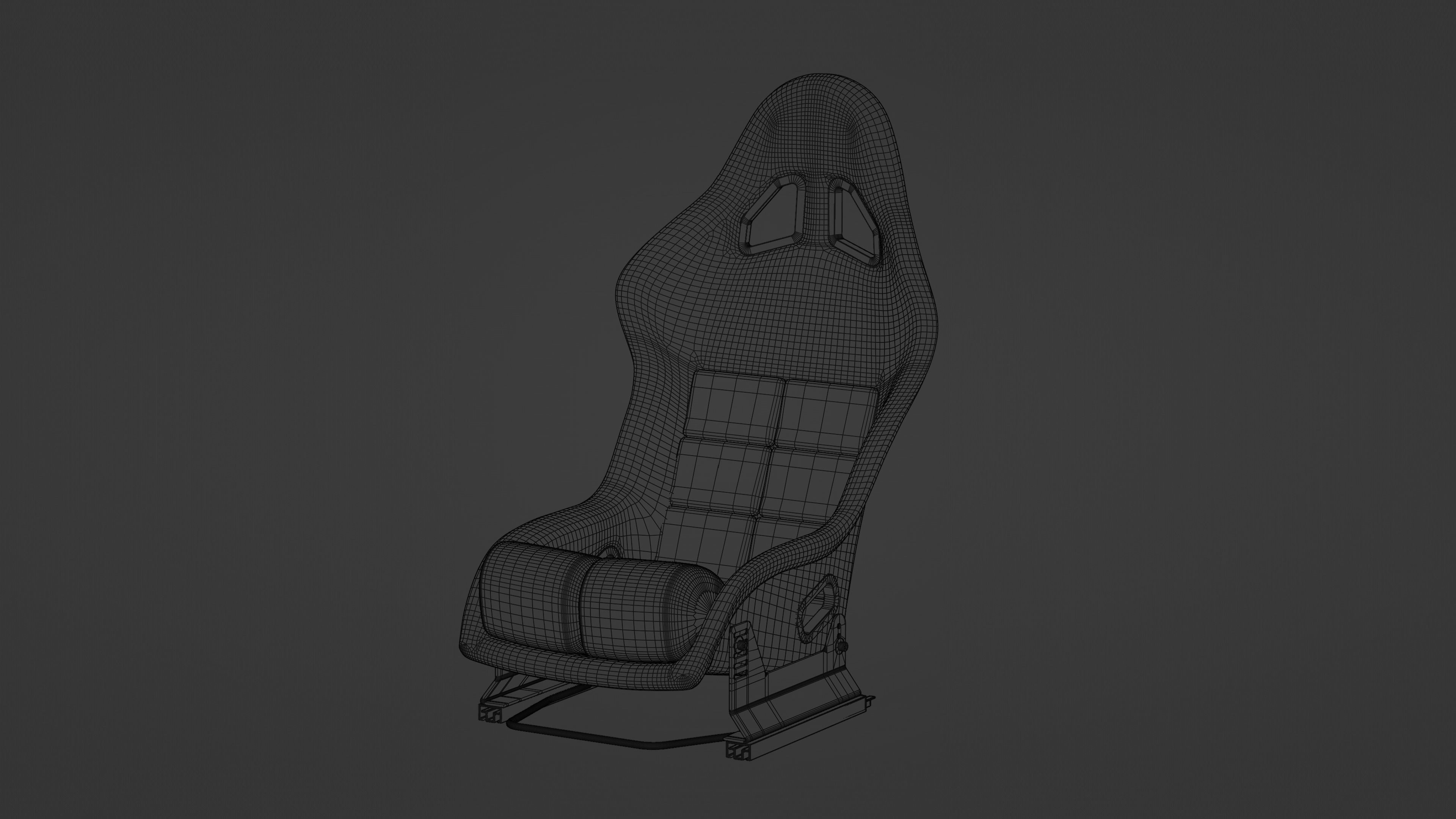 Racing Seat Bucket with Seat Brackets and Seat Sliders 3D model_2