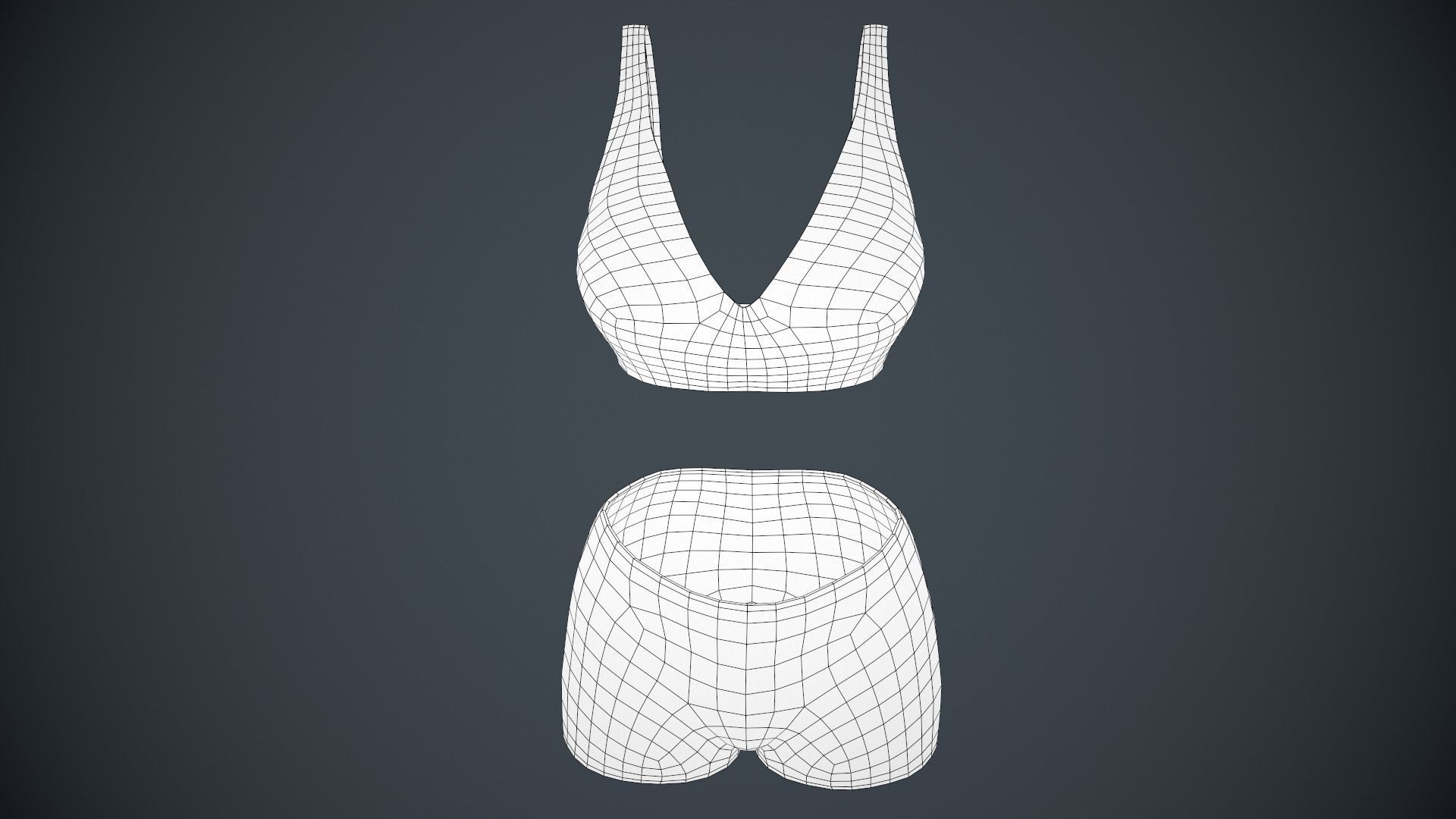 Female White Bra and Underwear Low-poly 3D model_13