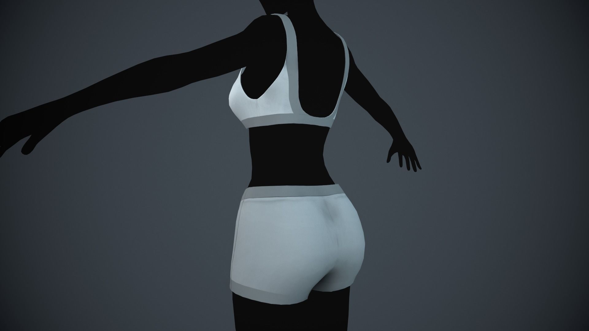 Female White Bra and Underwear Low-poly 3D model_5