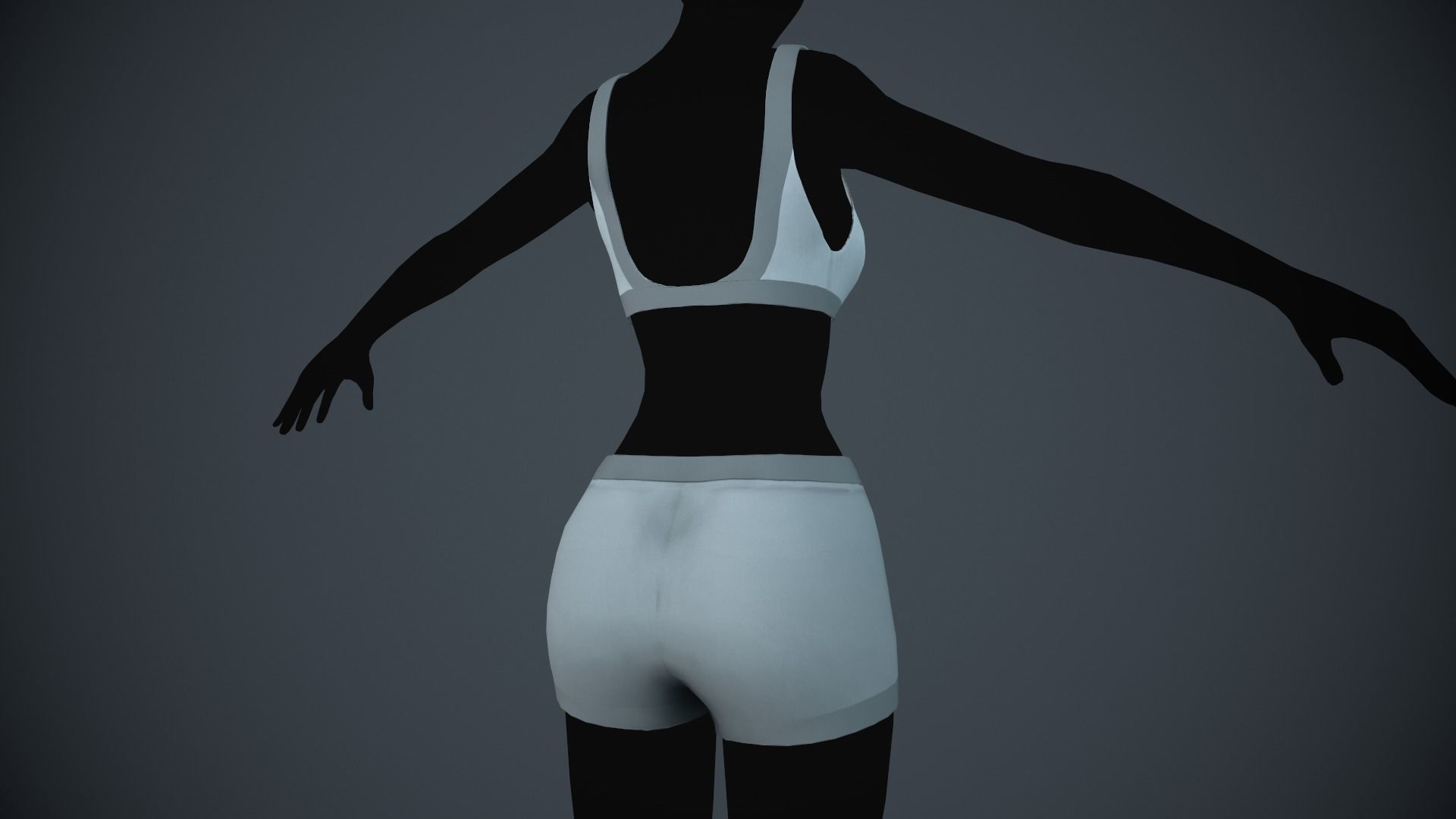 Female White Bra and Underwear Low-poly 3D model_3