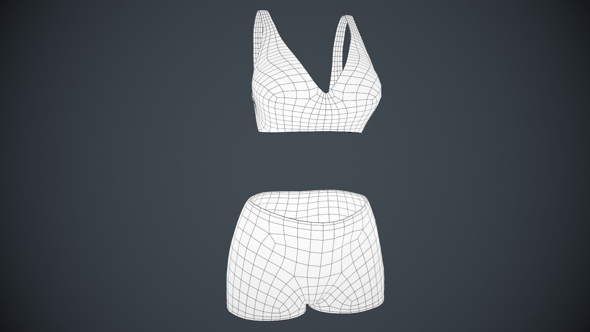 Female White Bra and Underwear Low-poly 3D model_14