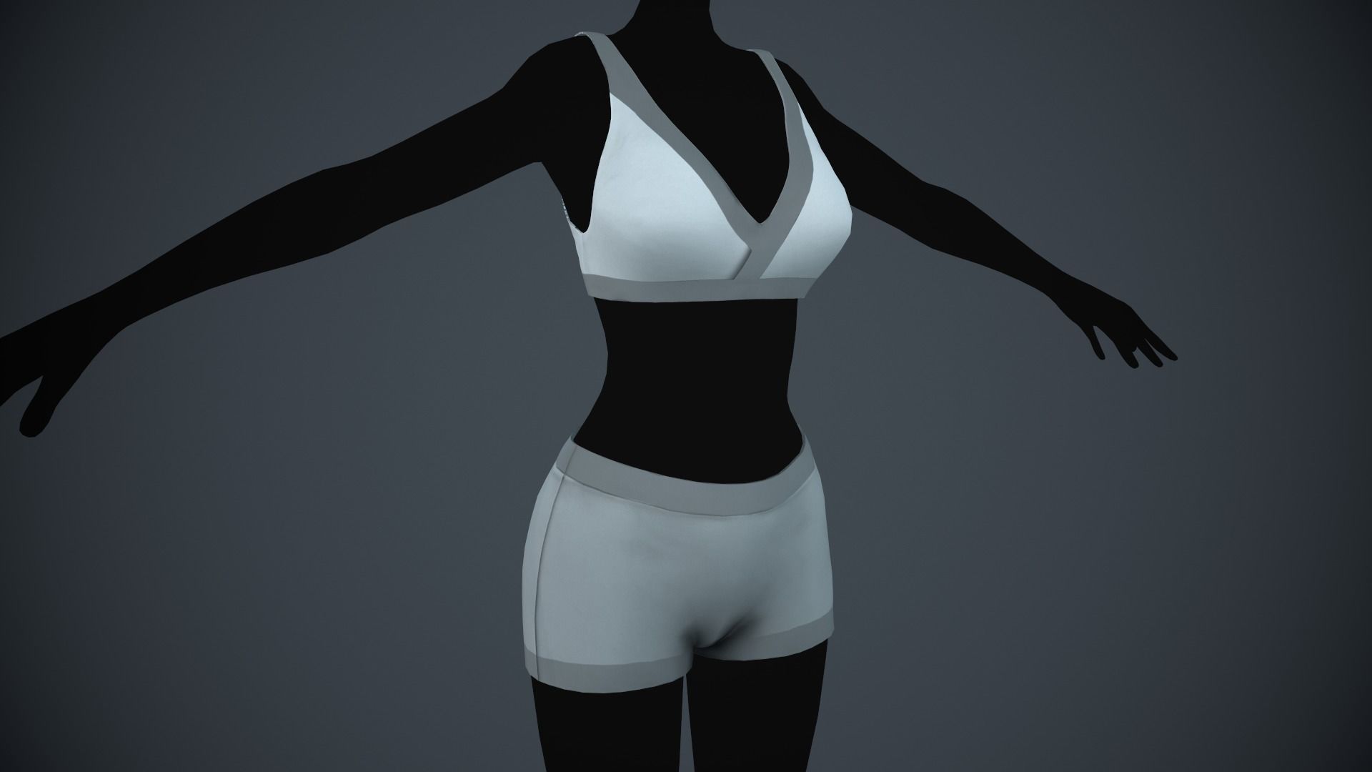 Female White Bra and Underwear Low-poly 3D model_1
