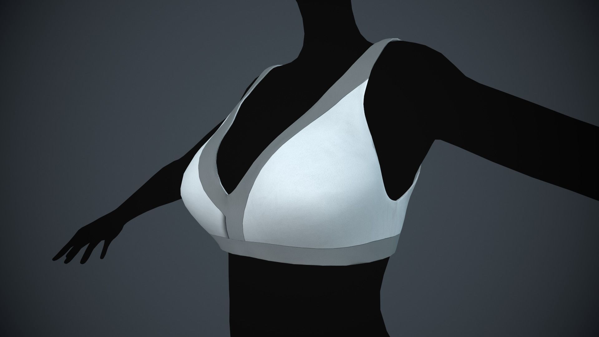 Female White Bra and Underwear Low-poly 3D model_7