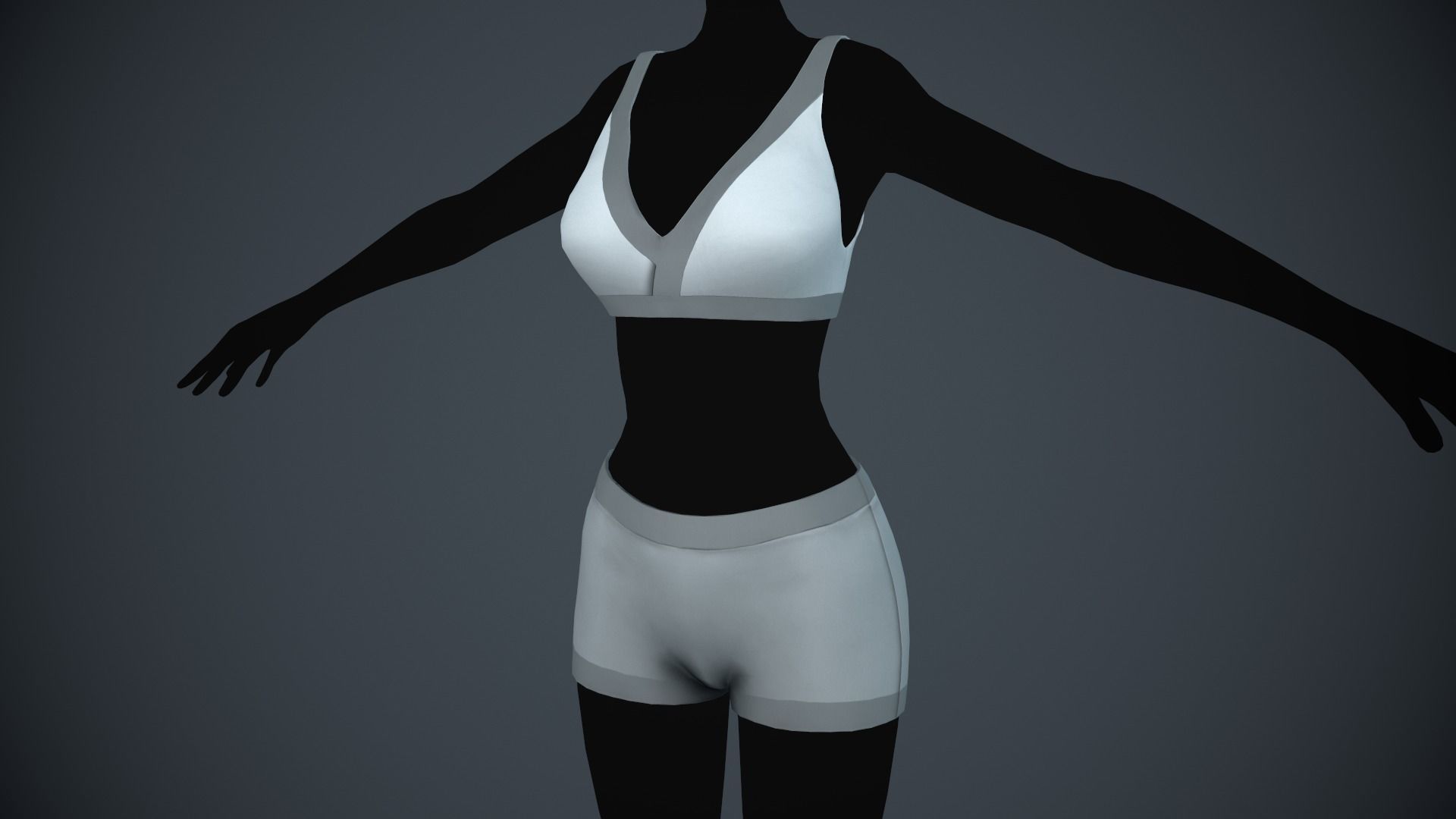 Female White Bra and Underwear Low-poly 3D model_6