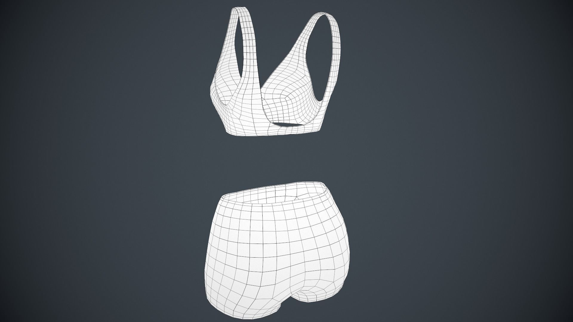 Female White Bra and Underwear Low-poly 3D model_15