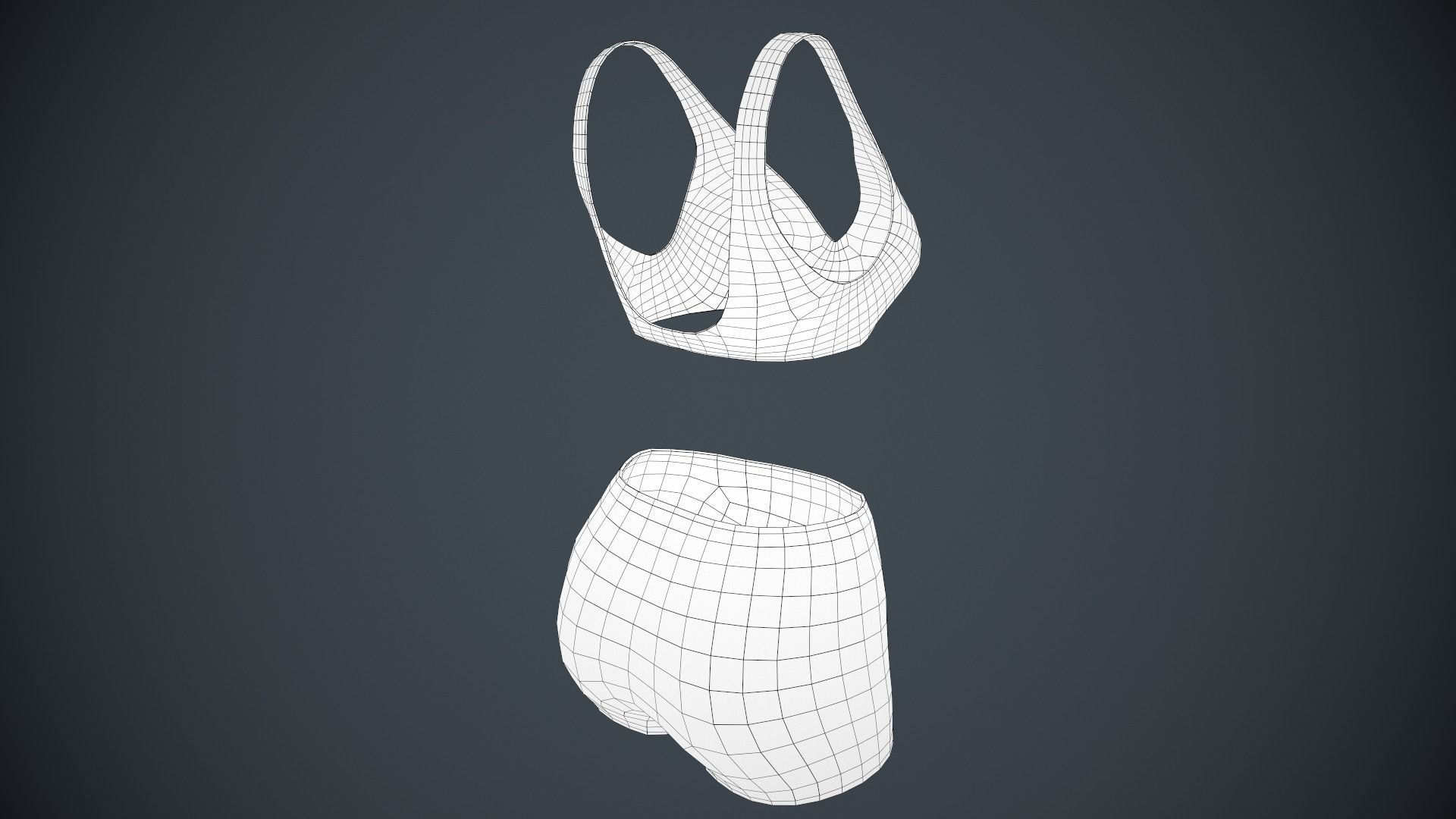 Female White Bra and Underwear Low-poly 3D model_16